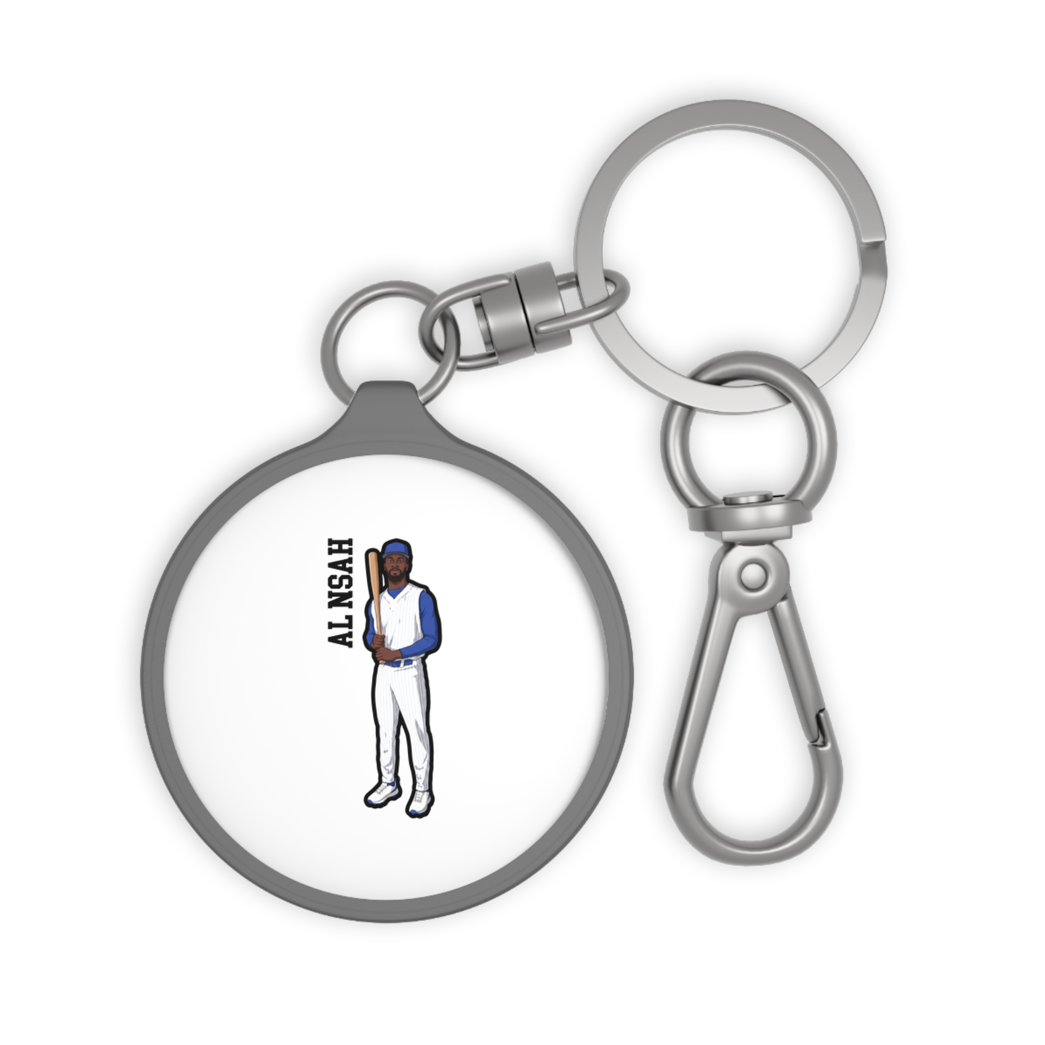 Keychain — character_name_vertical in Grey