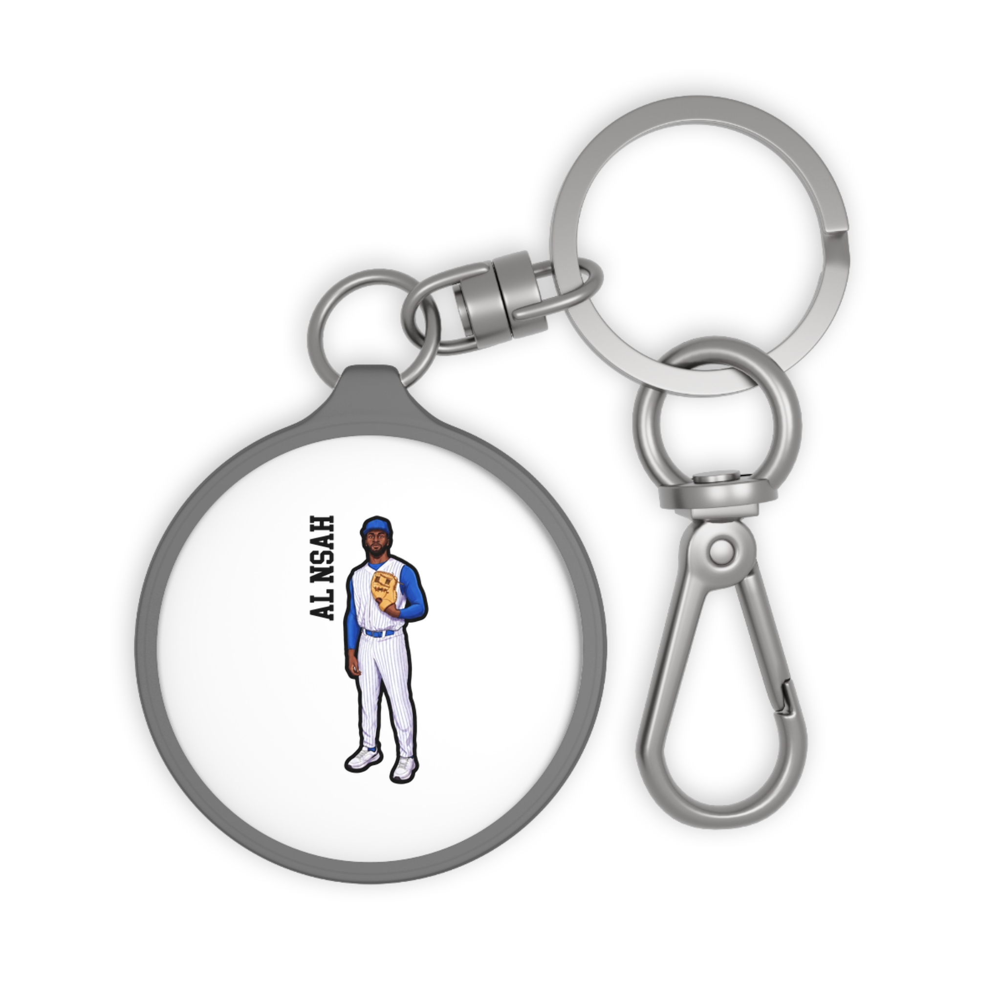 Keychain — character_name_vertical in Grey