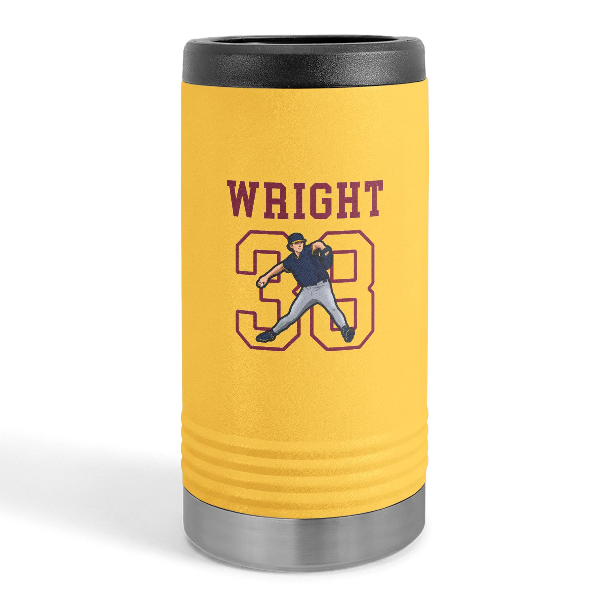 Slim Stainless Can Cooler — character_shirsey in Yellow