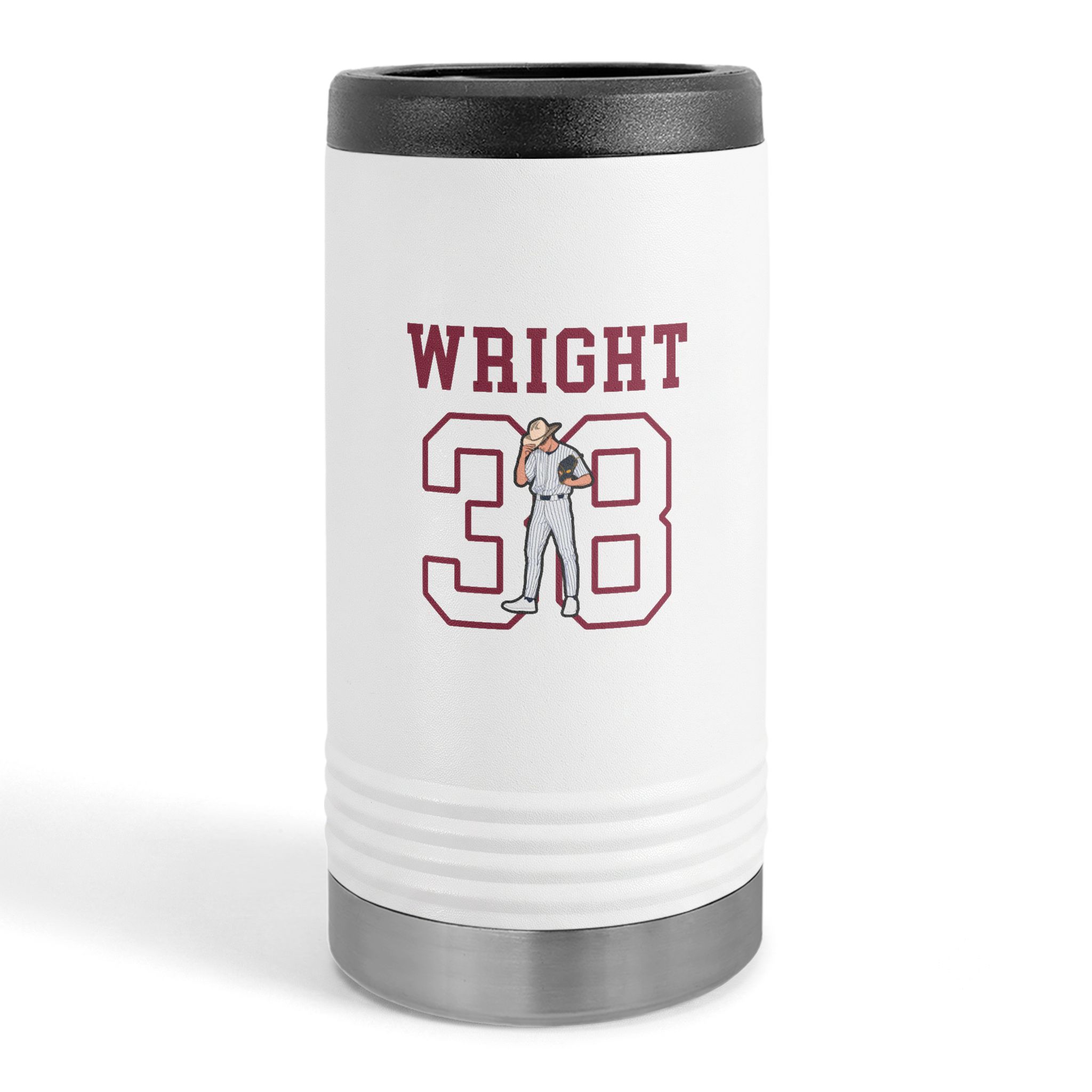 Slim Stainless Can Cooler — character_shirsey in White