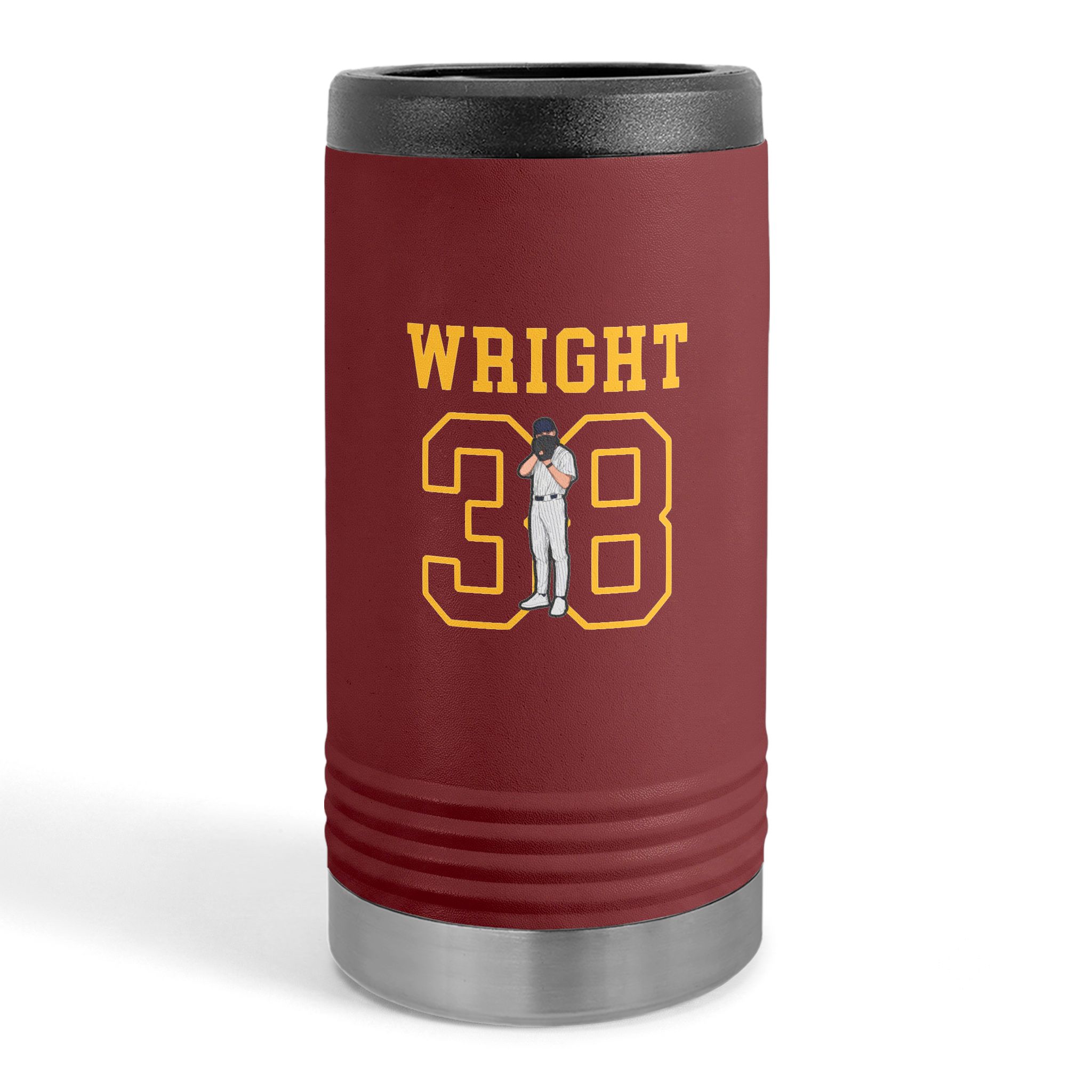 Slim Stainless Can Cooler — character_shirsey in Maroon