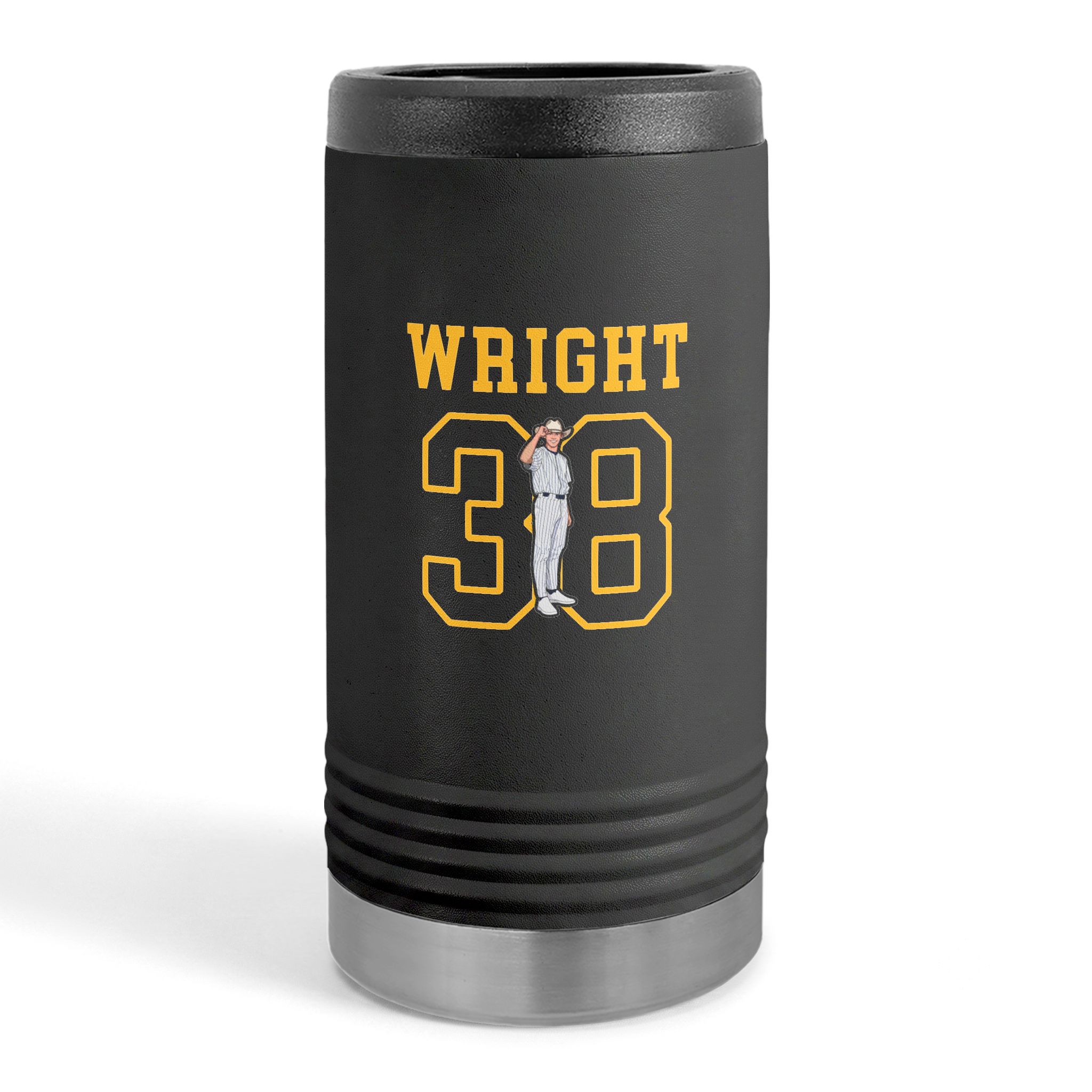 Slim Stainless Can Cooler — character_shirsey in Black