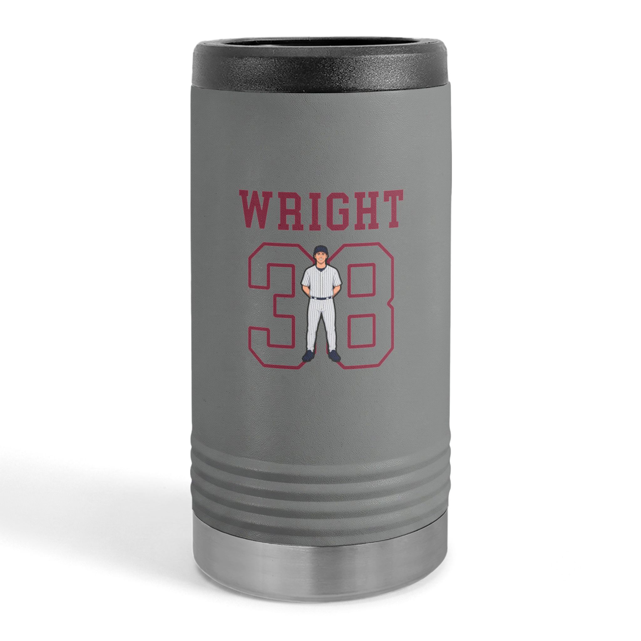Slim Stainless Can Cooler — character_shirsey in Grey