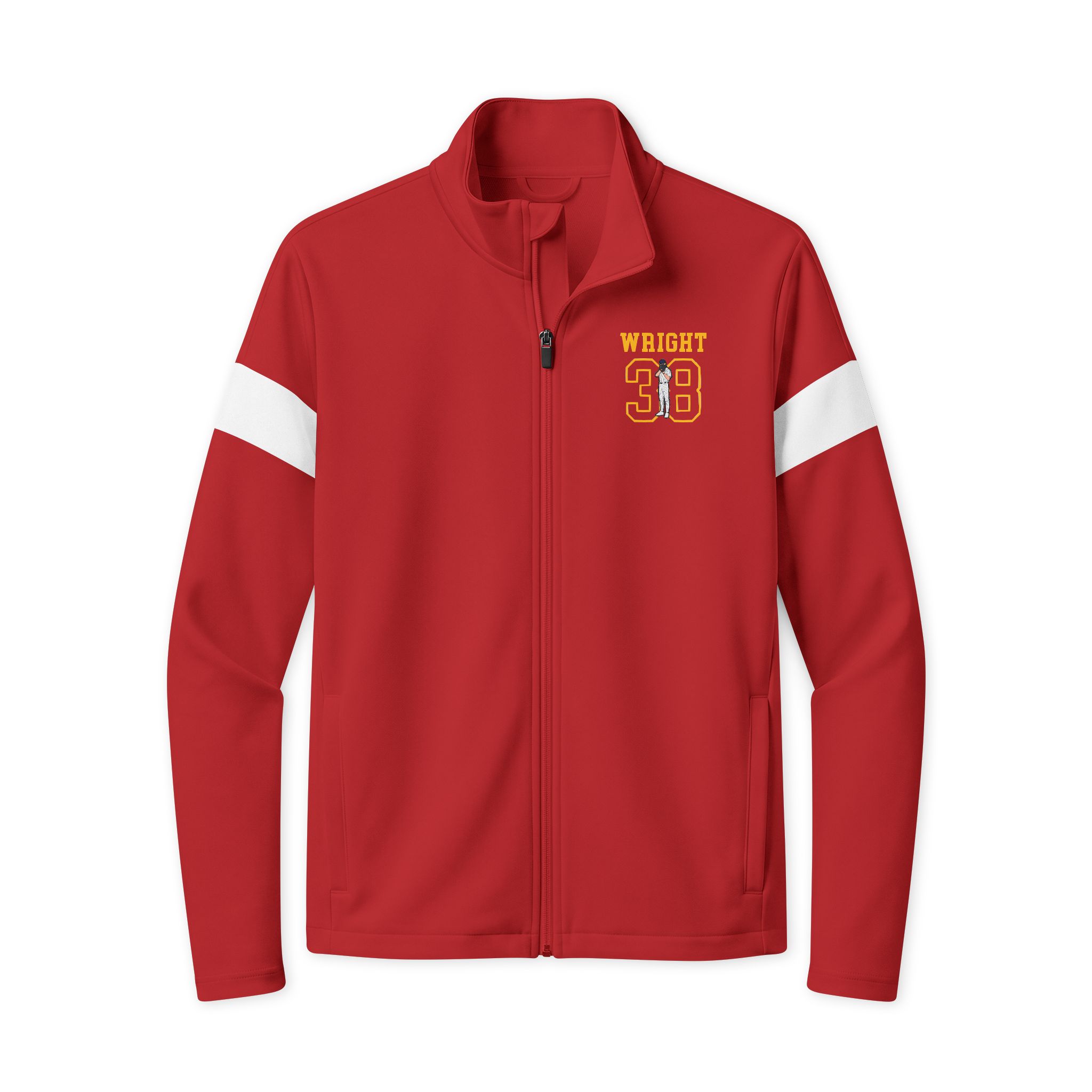 Travel Full-Zip Jacket — character_shirsey in Deep Red/ White