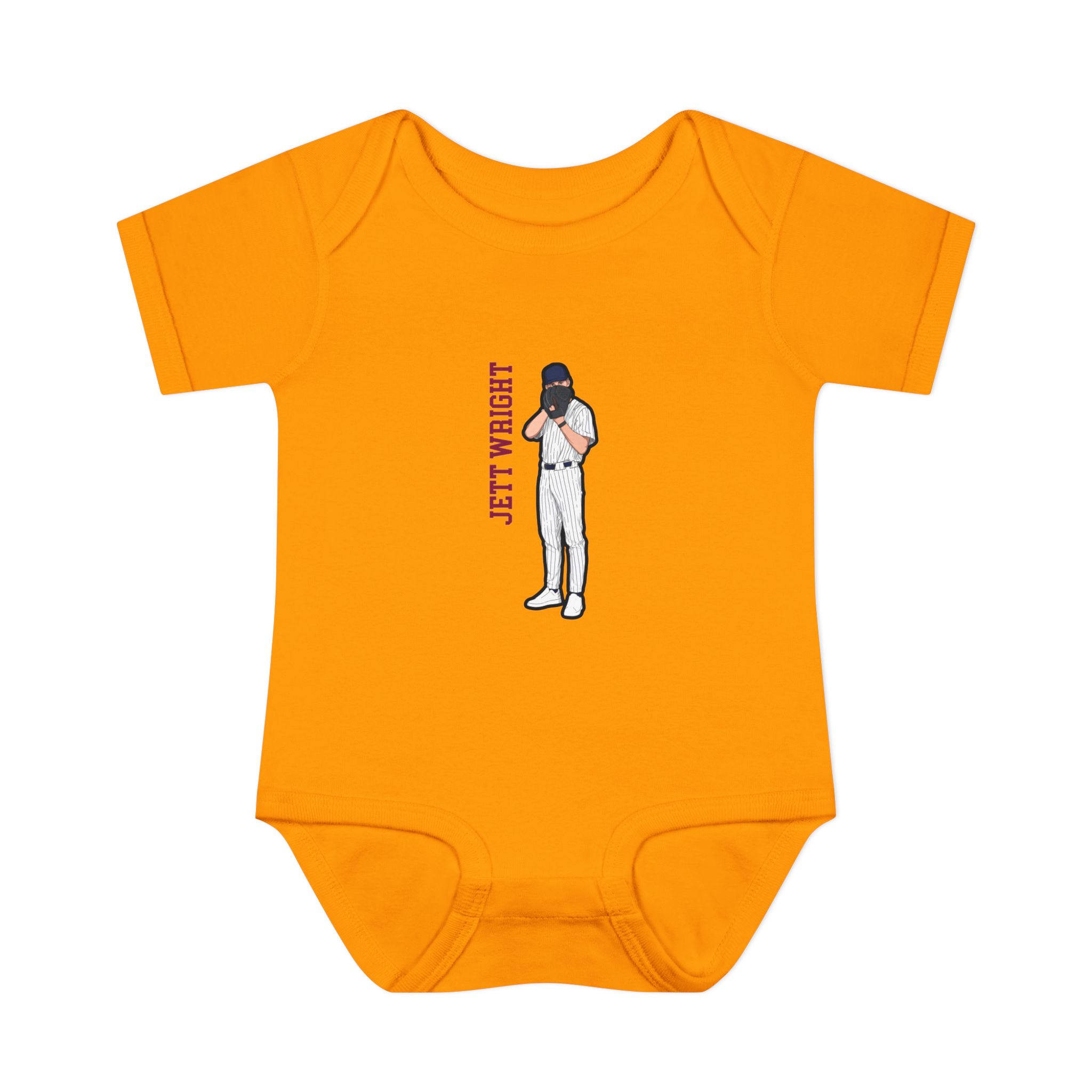 Baby Onesie — character_name_vertical in Gold
