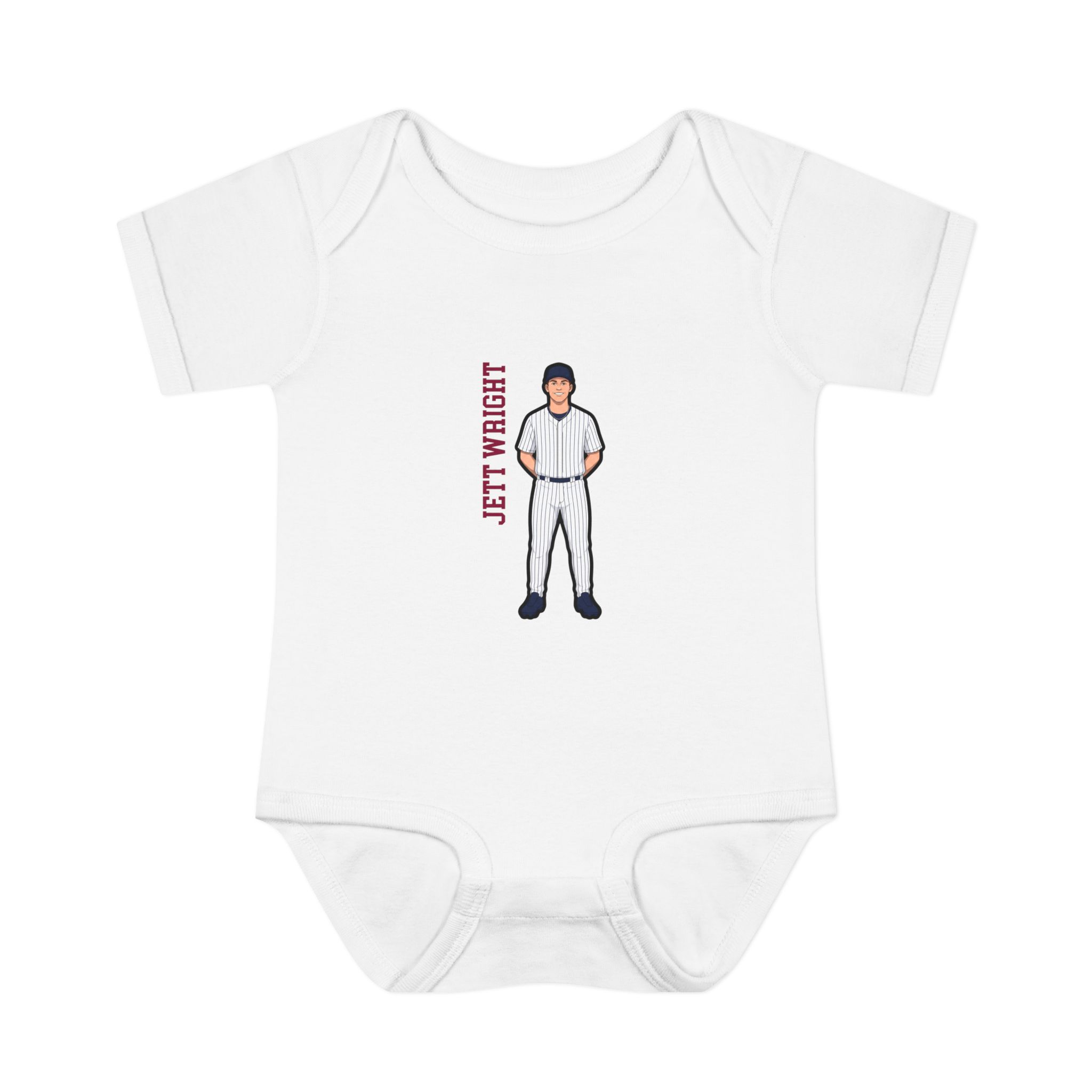 Baby Onesie — character_name_vertical in White