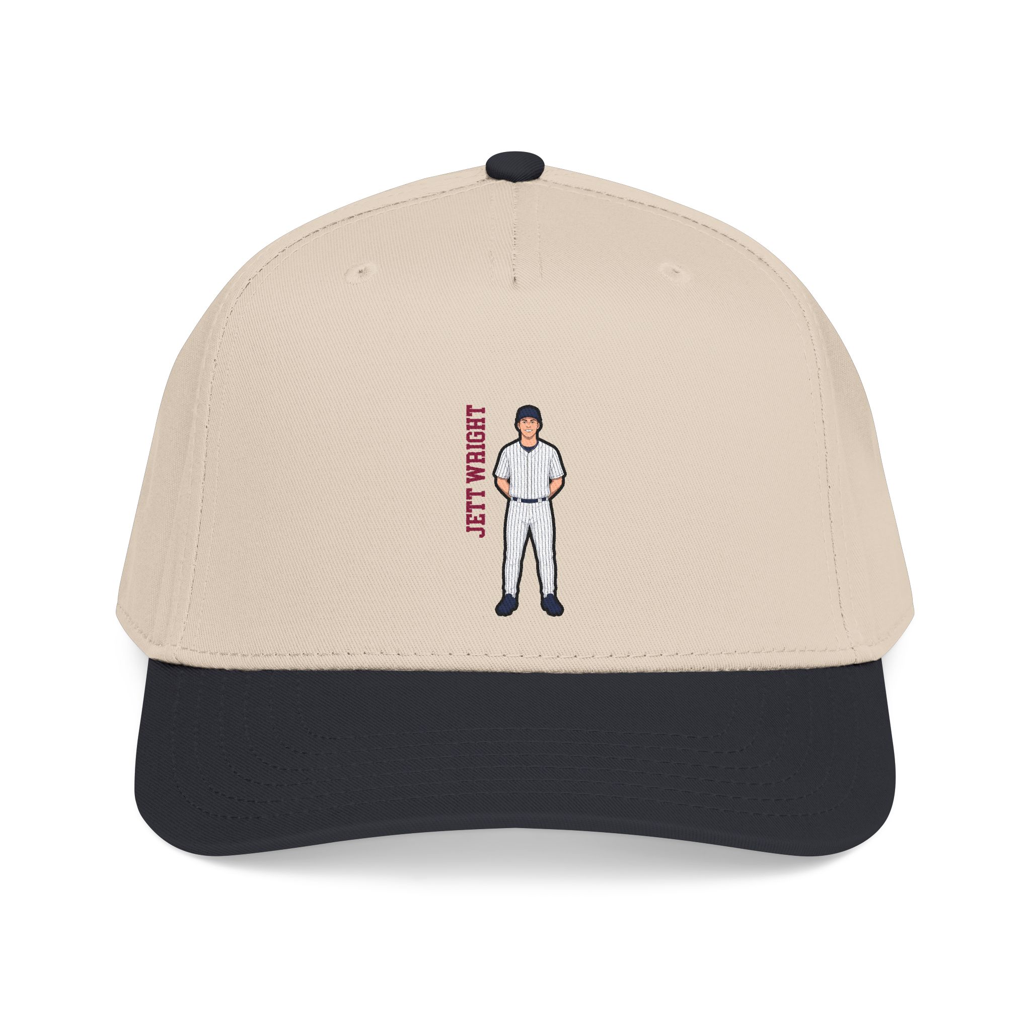 Baseball Cap — character_name_vertical in Black / Natural