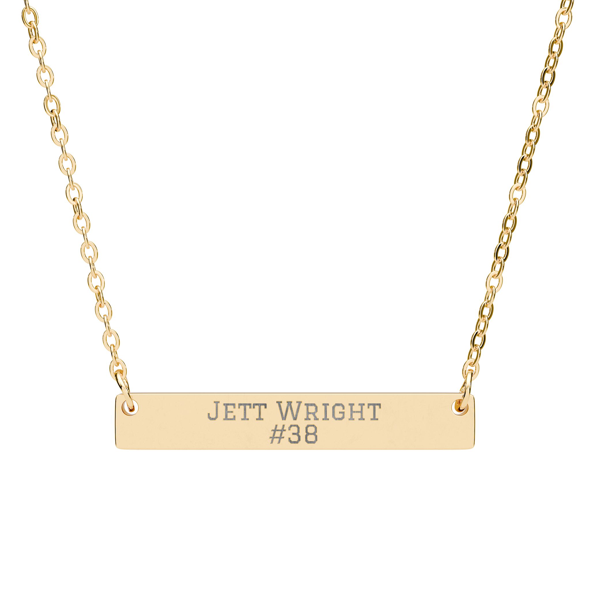 Engraved Bar Necklace — Name & Number in Gold