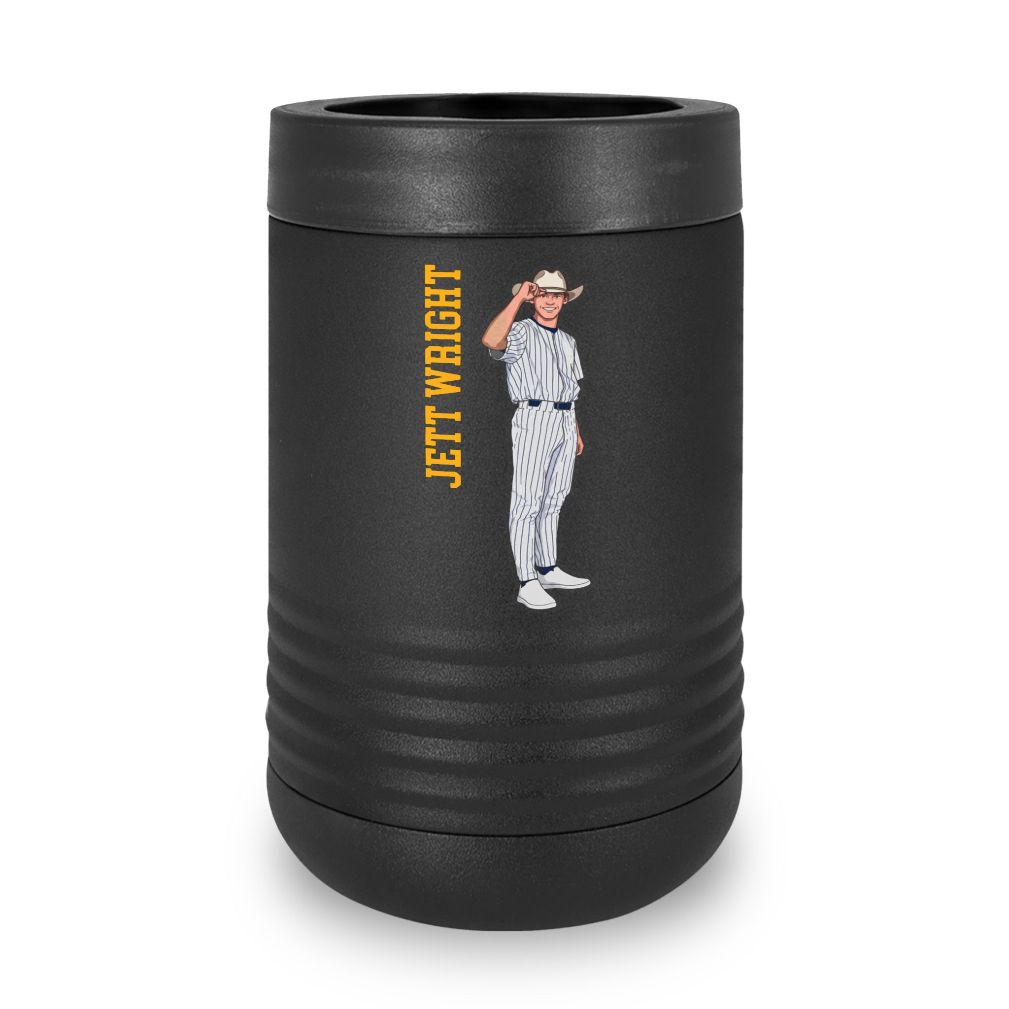 Stainless Can Cooler — character_name_vertical in Black