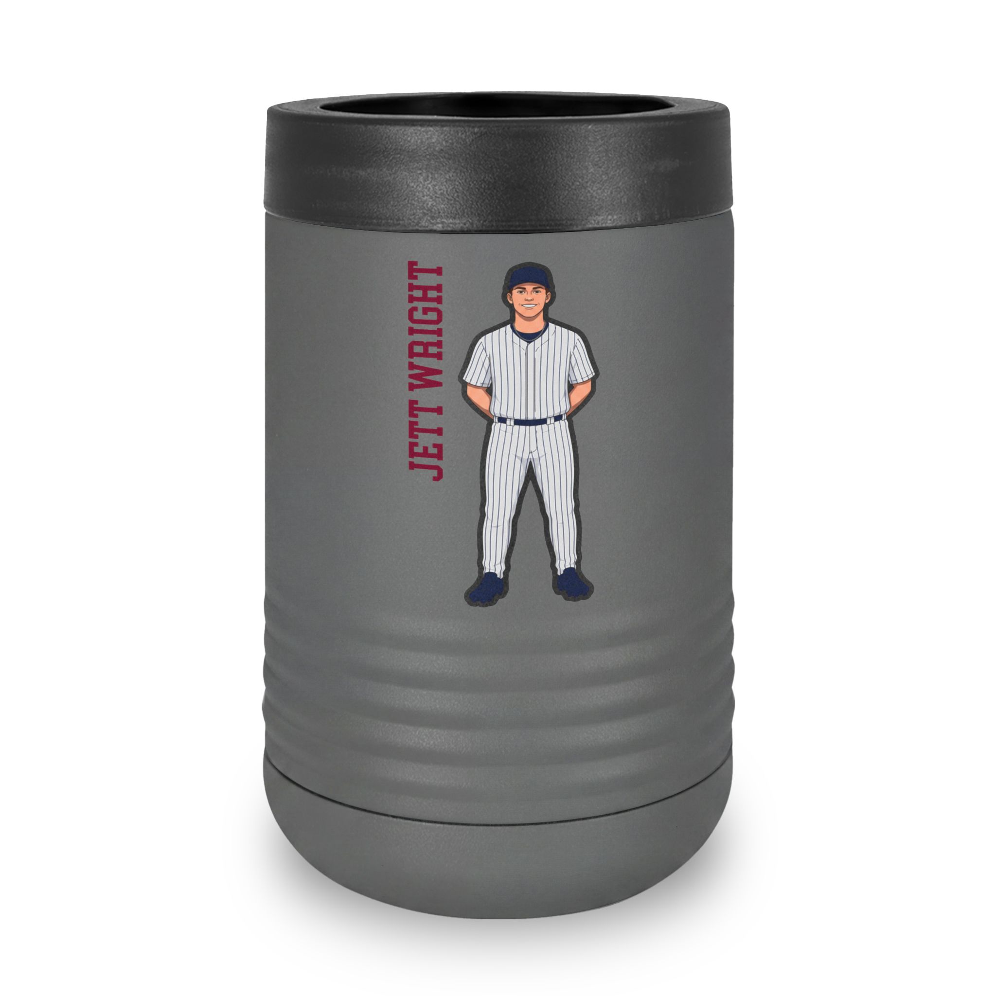 Stainless Can Cooler — character_name_vertical in Grey