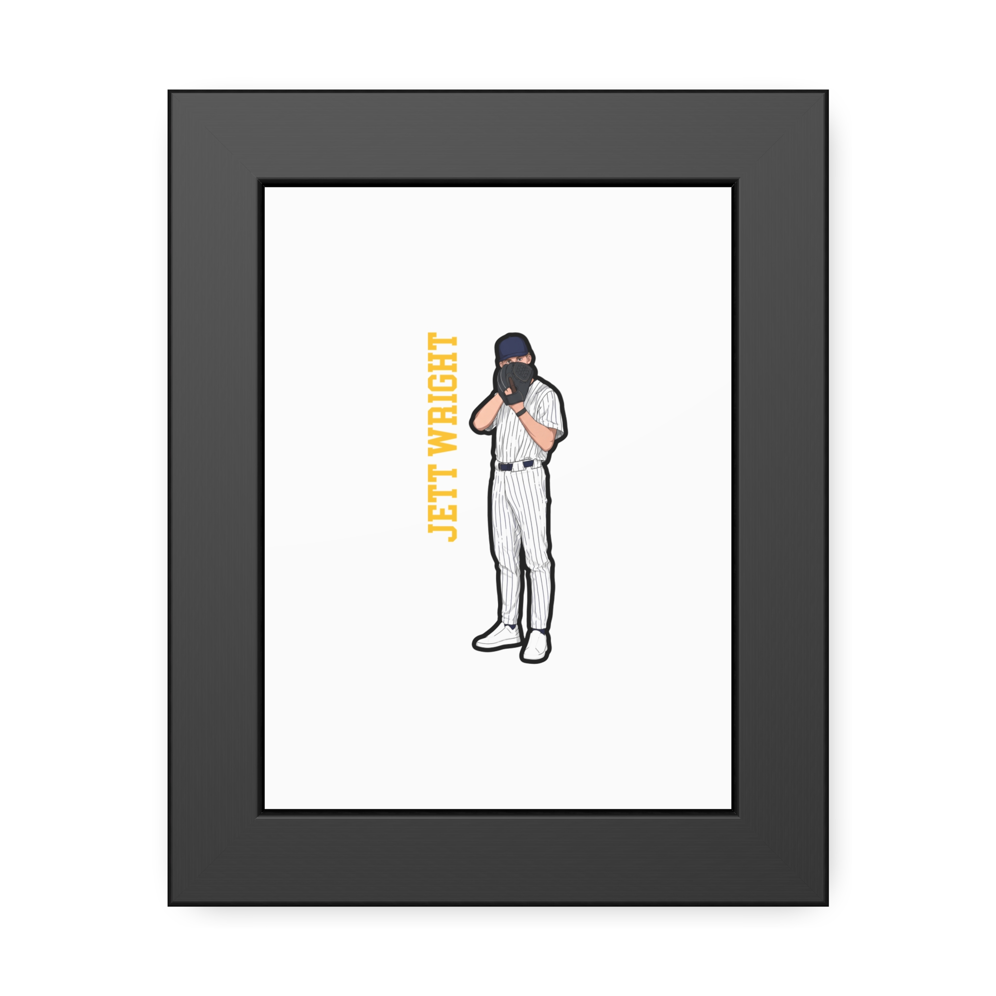 Framed Poster — character_name_vertical in Black