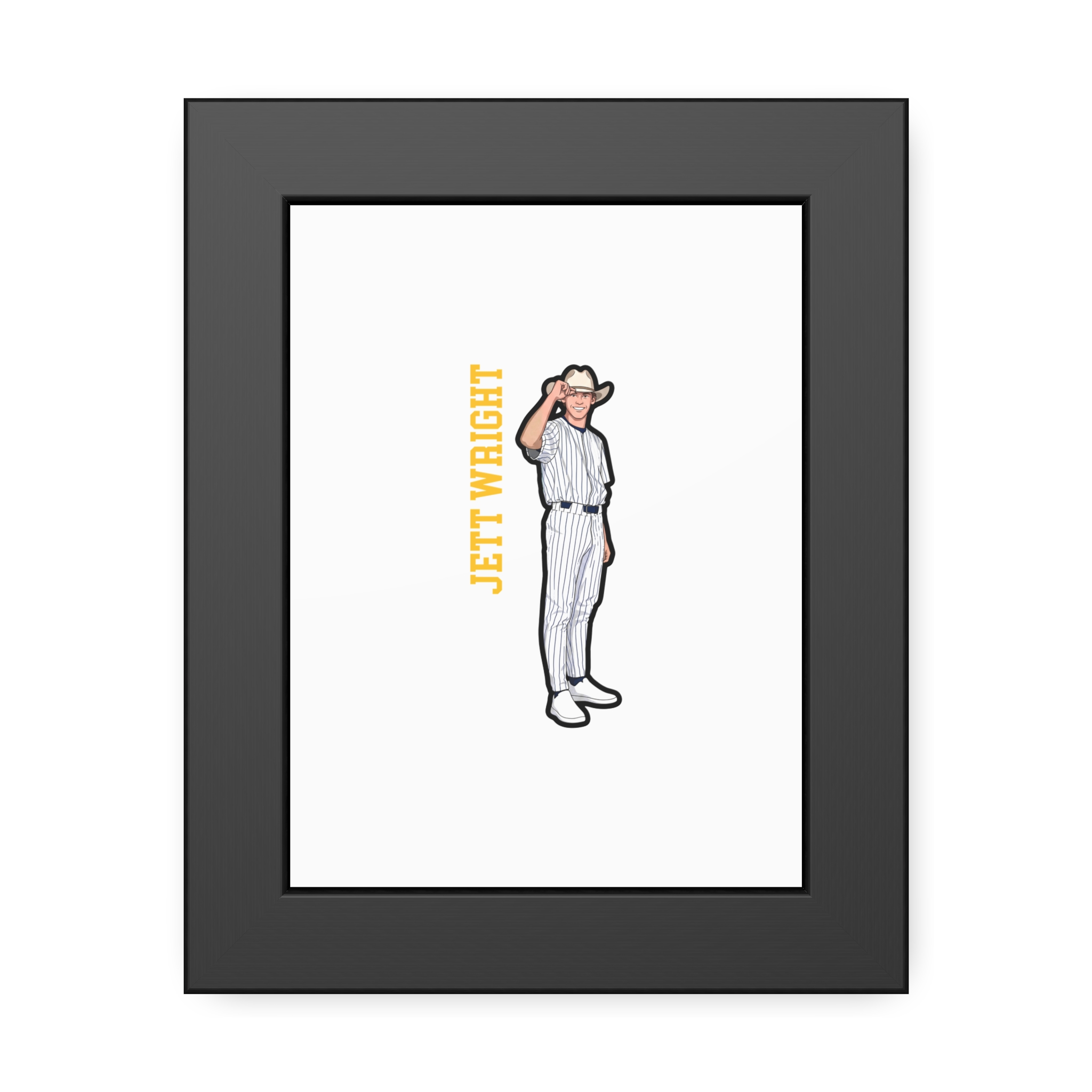 Framed Poster — character_name_vertical in Black