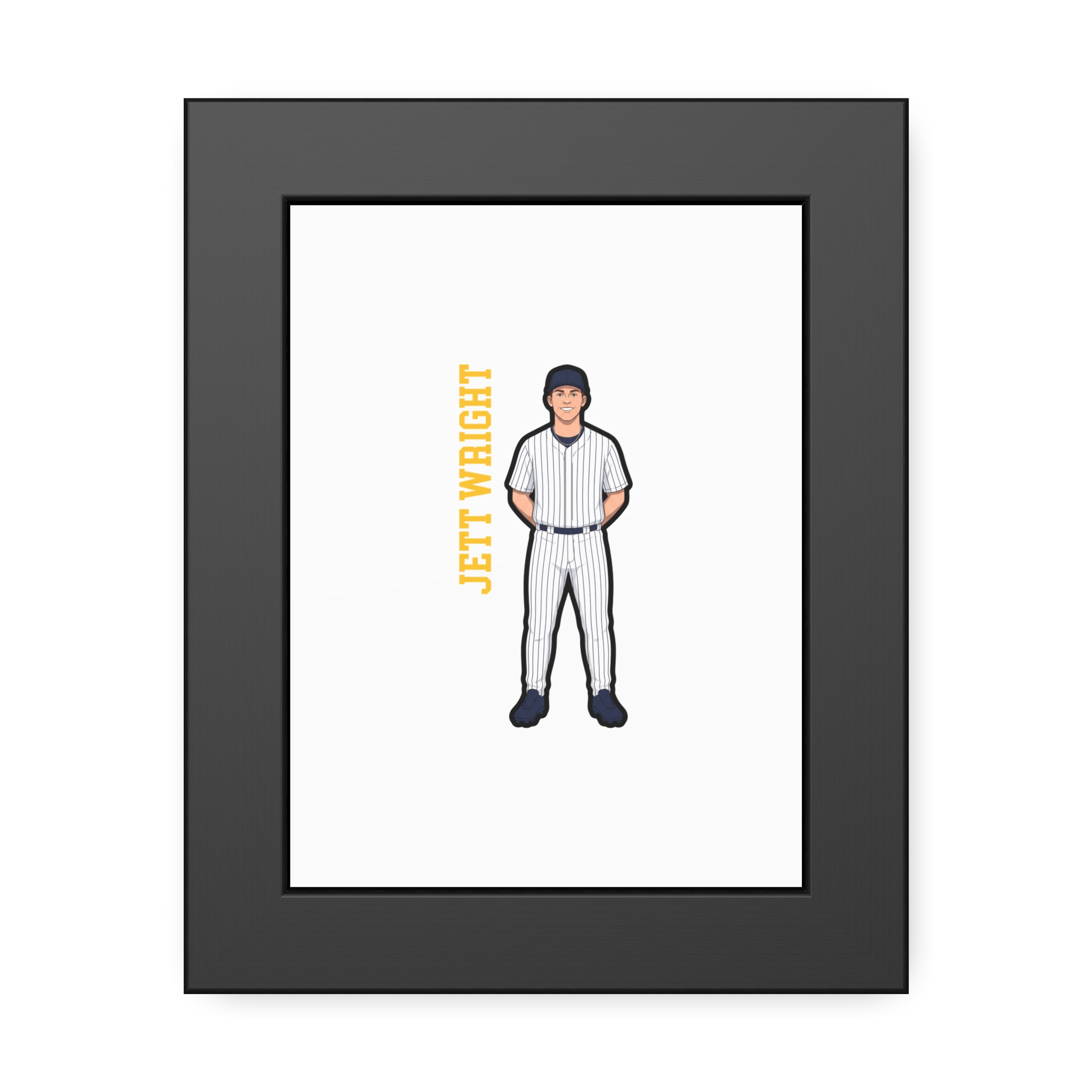 Framed Poster — character_name_vertical in Black