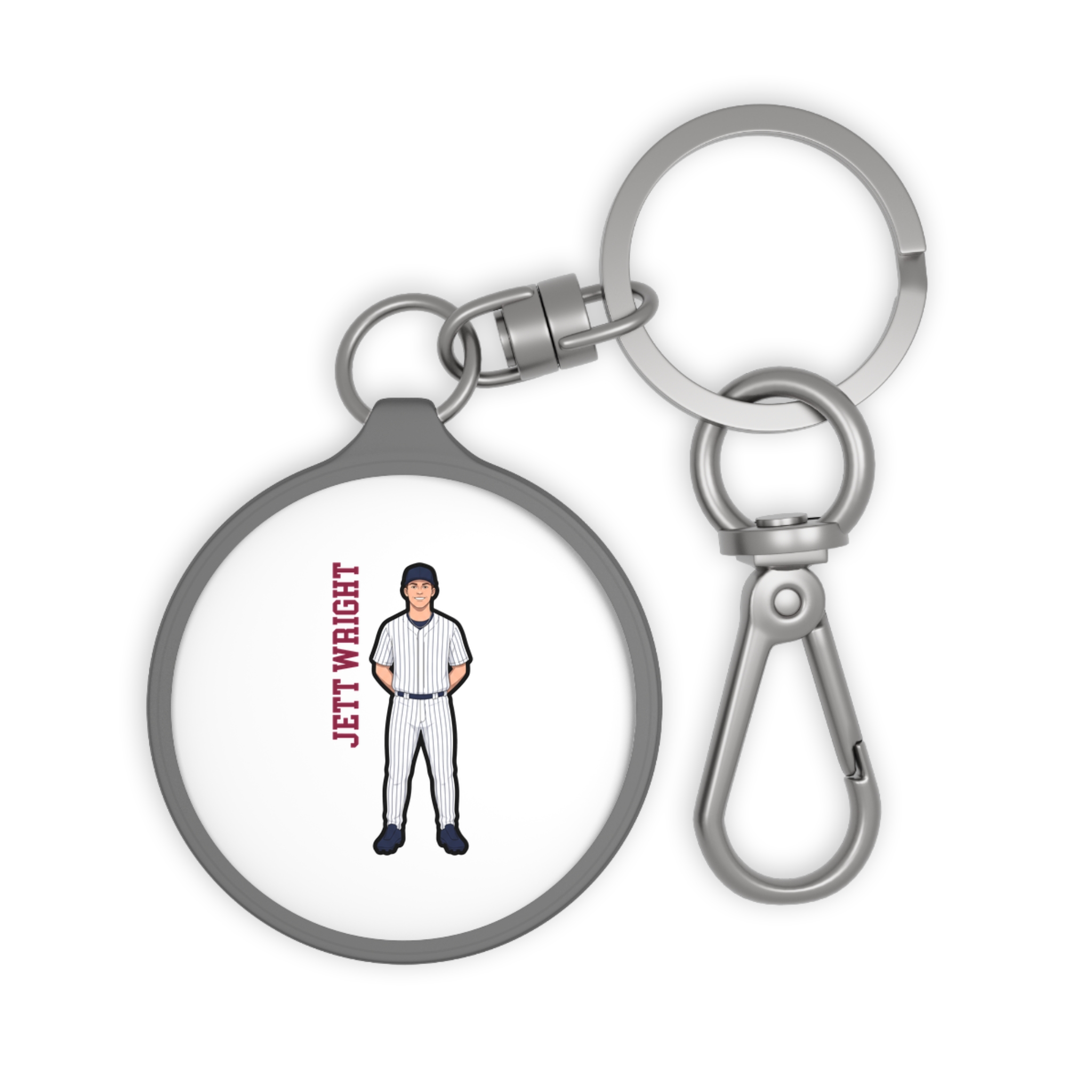 Keychain — character_name_vertical in Grey