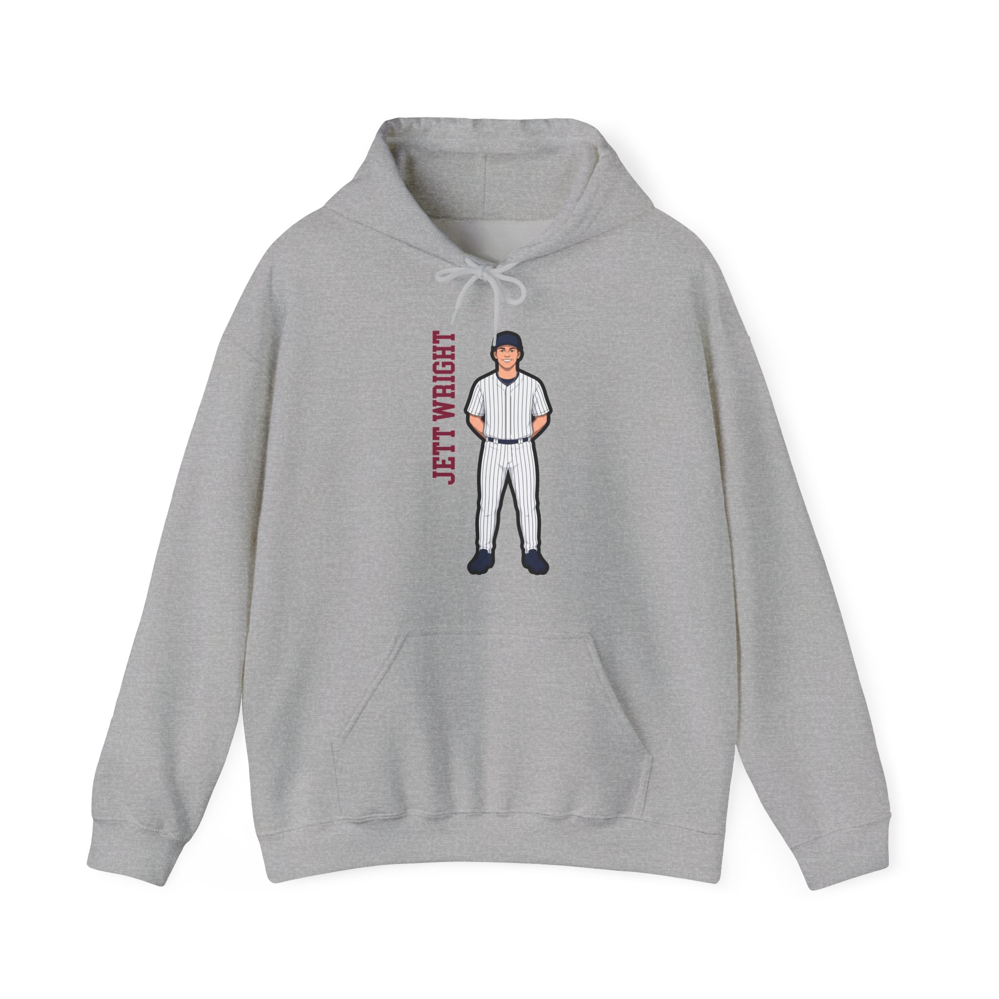 Hoodie — character_name_vertical in Grey