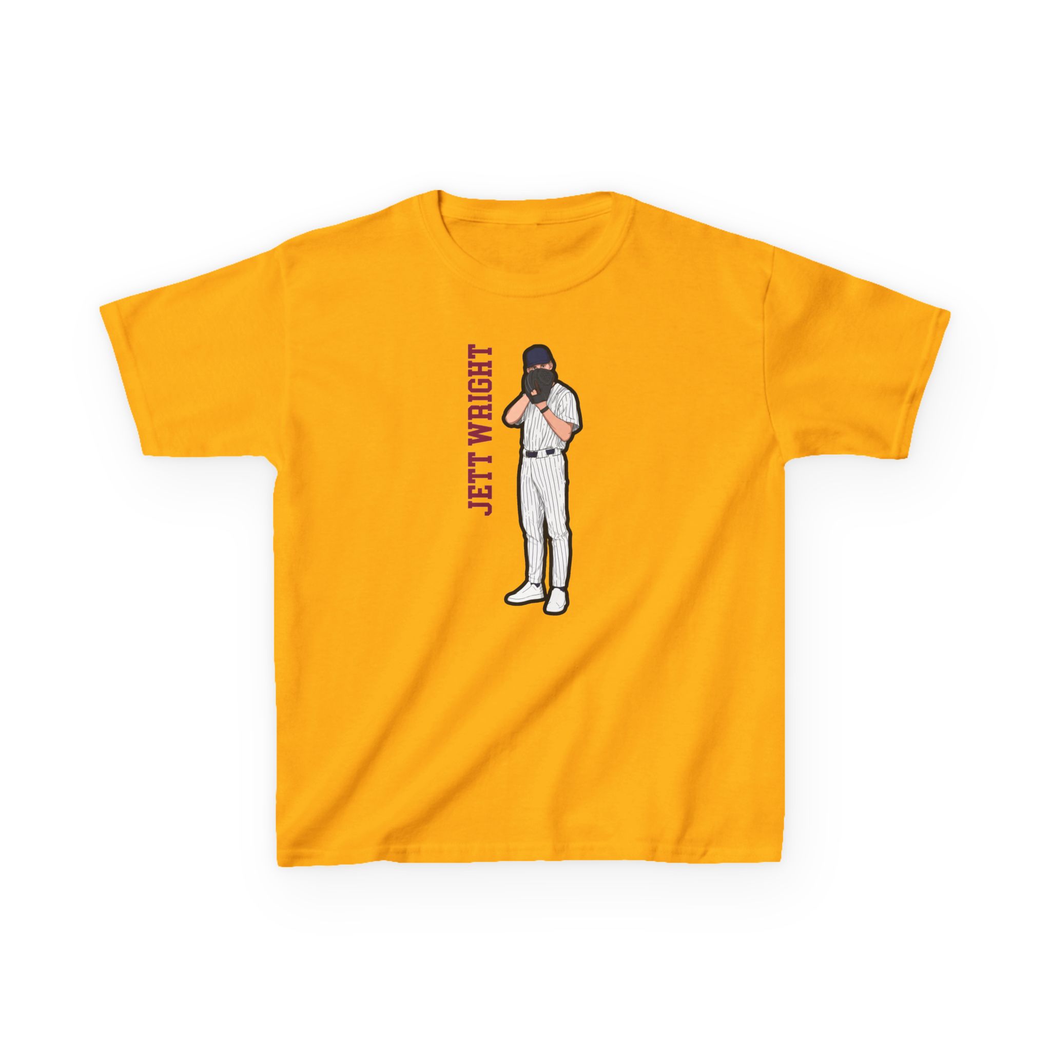 Youth Tee — character_name_vertical in Gold