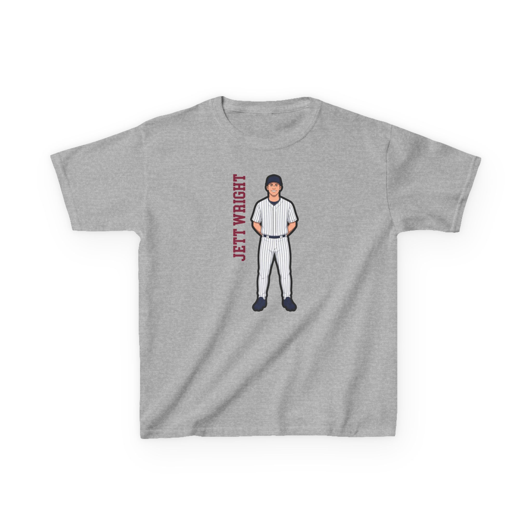 Youth Tee — character_name_vertical in Grey