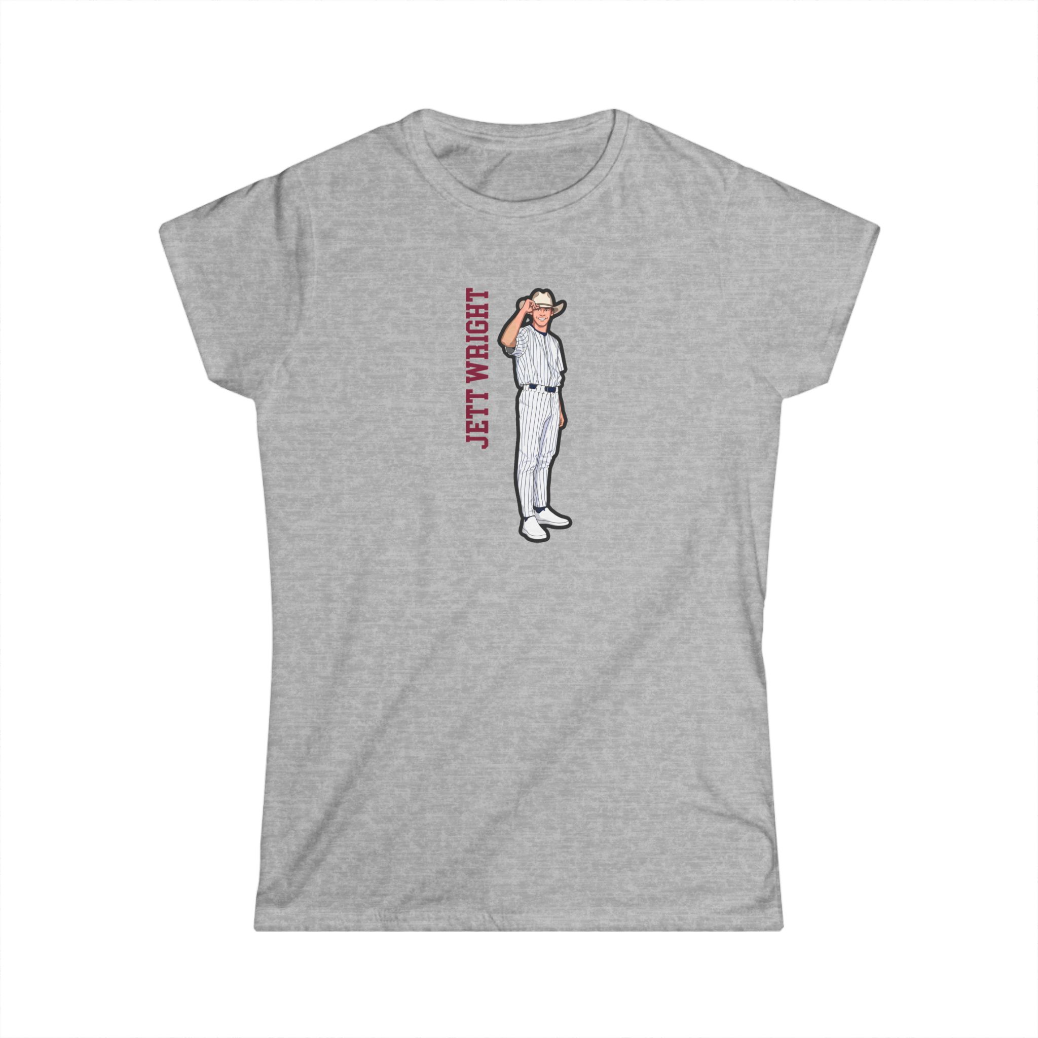 Women's Softstyle Tee — character_name_vertical in Grey