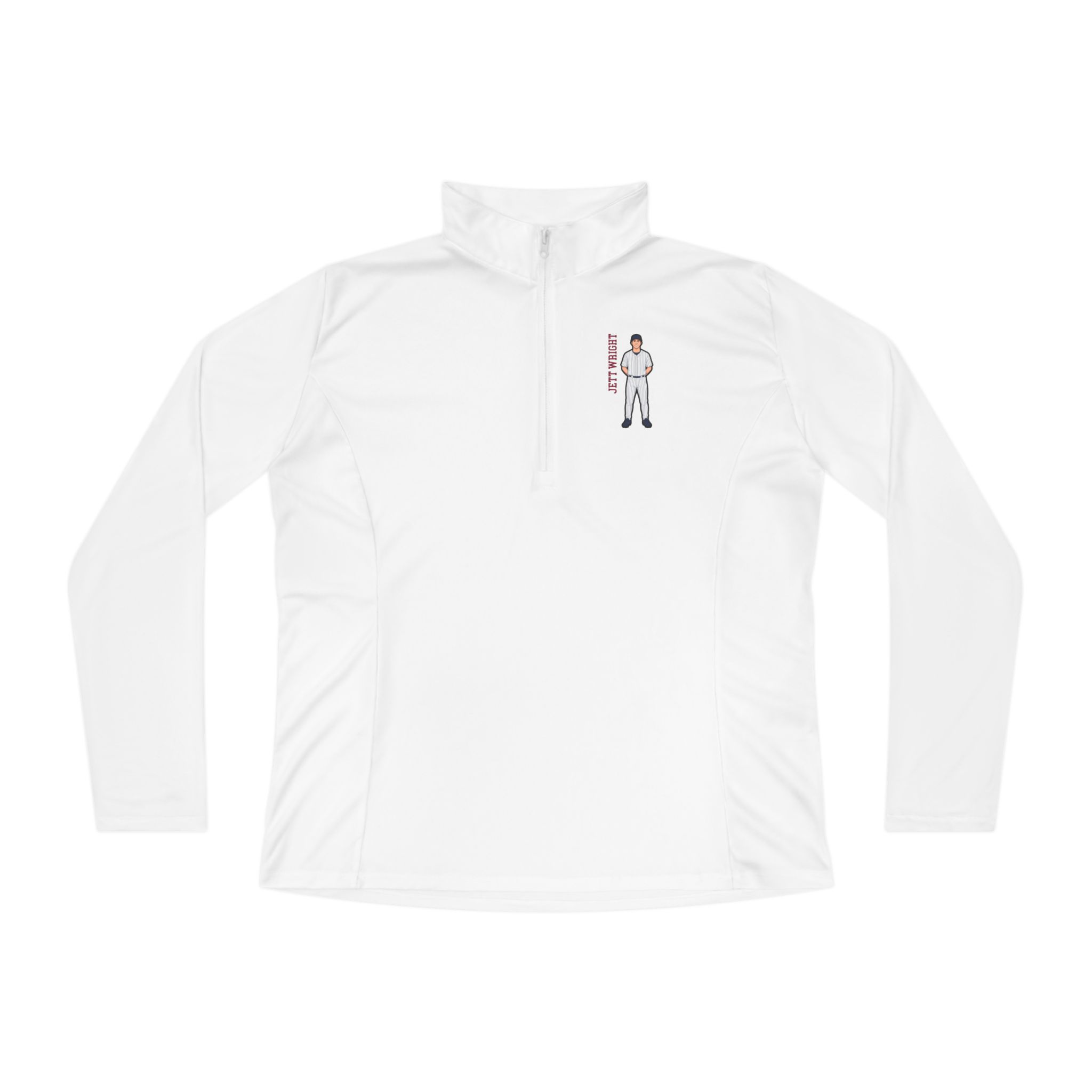 Women's Q-Zip Pullover — character_name_vertical in White
