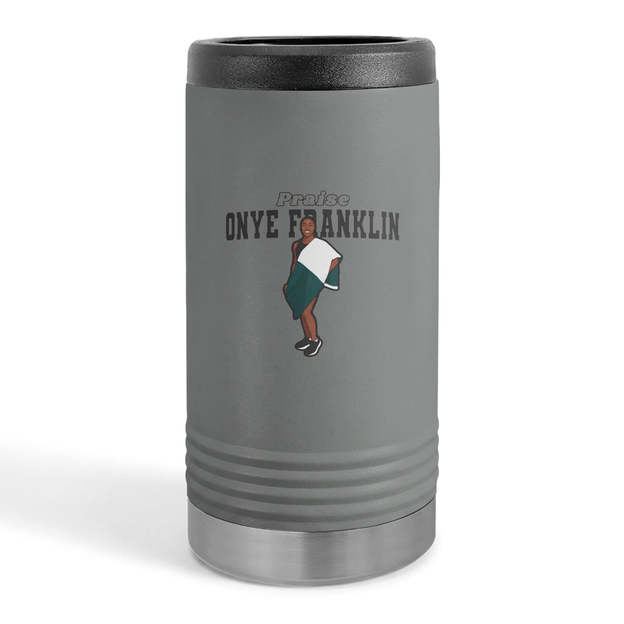 Slim Stainless Can Cooler — character_name_arch in Grey
