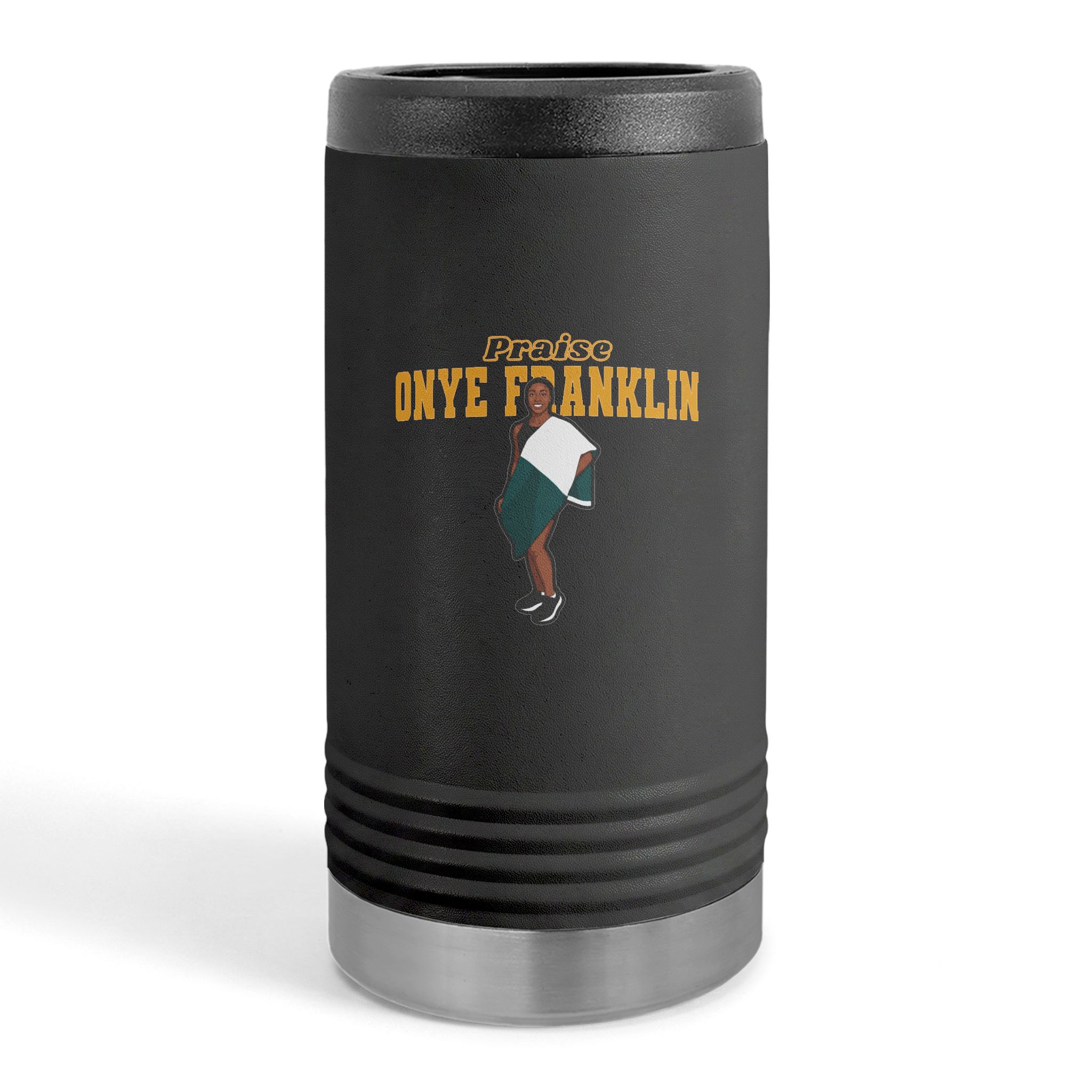 Slim Stainless Can Cooler — character_name_arch in Black