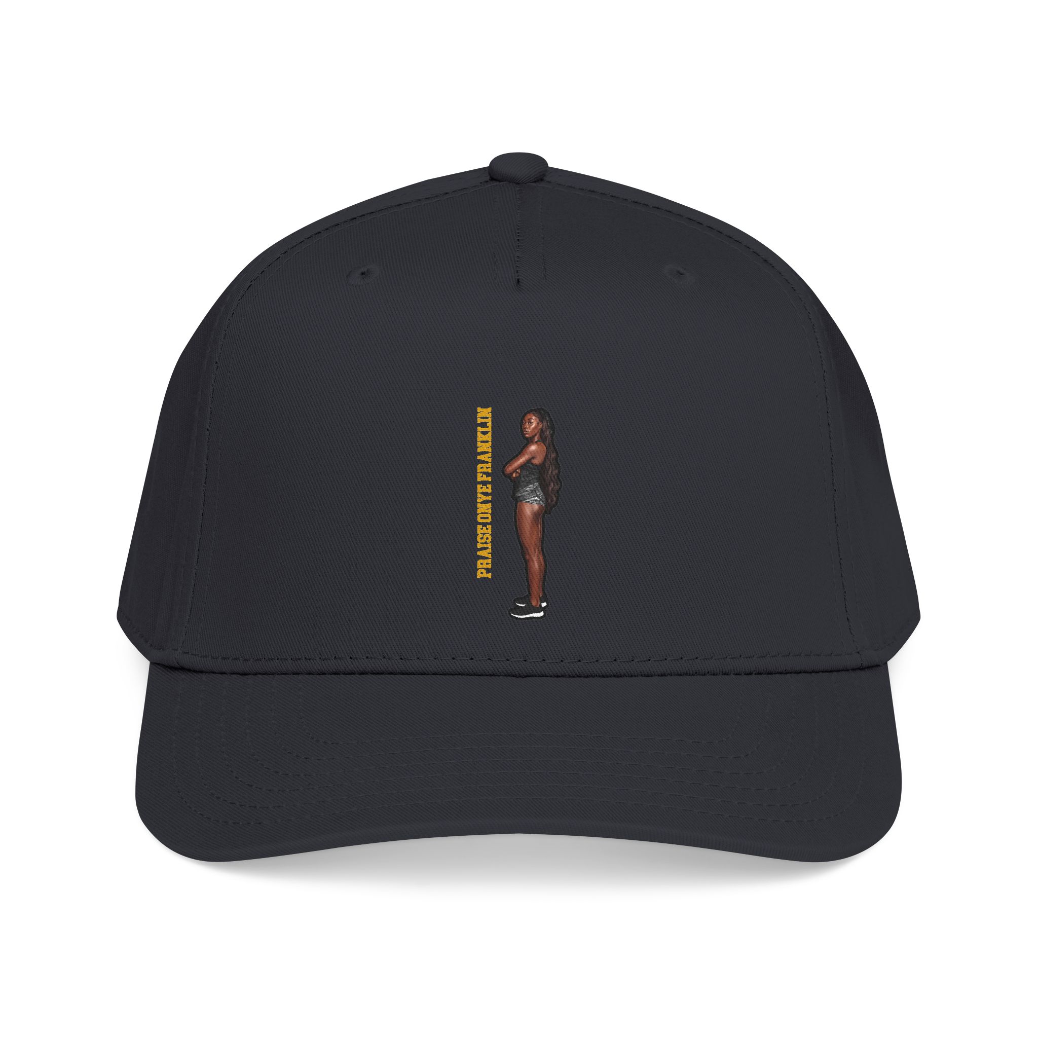 Baseball Cap — character_name_vertical in Black