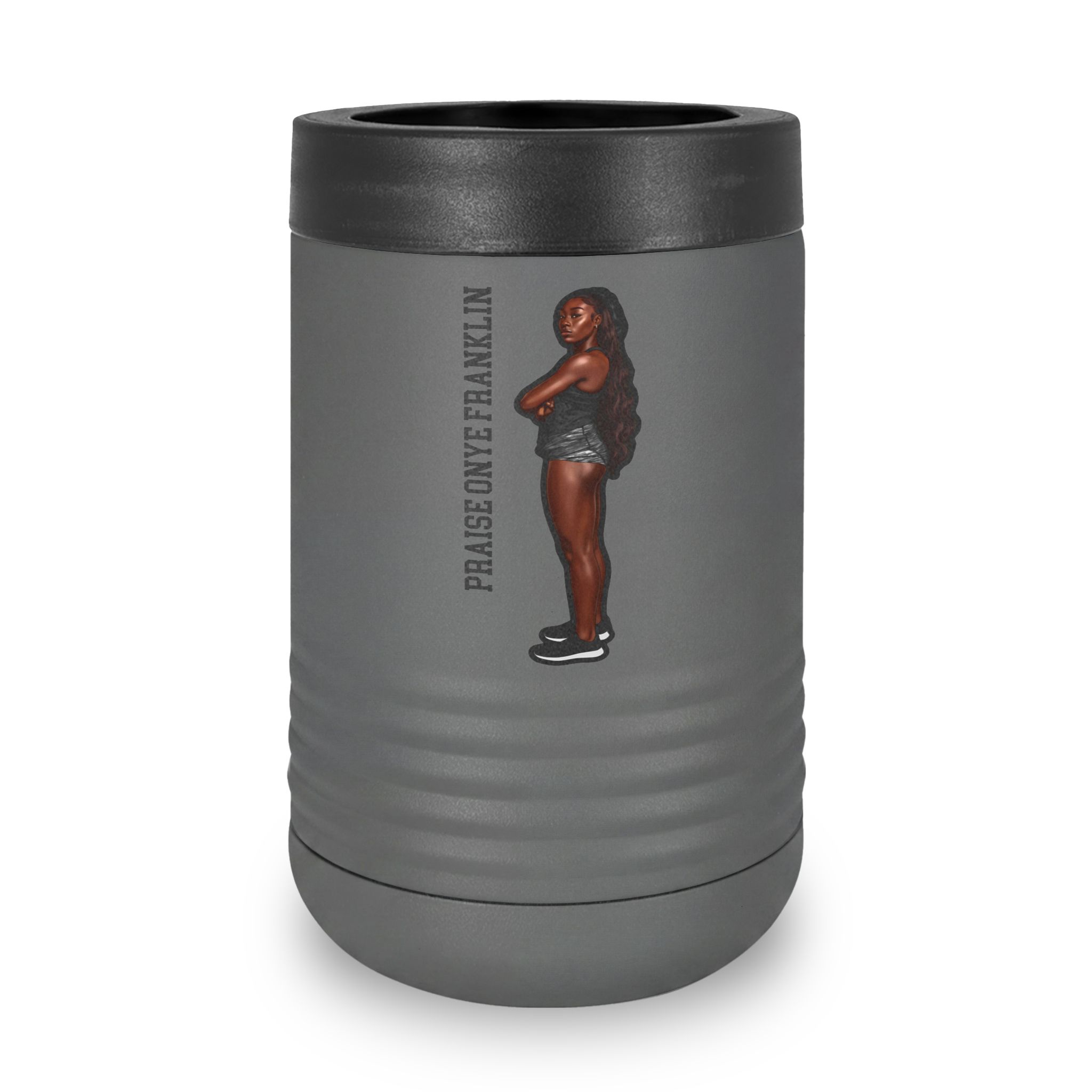 Stainless Can Cooler — character_name_vertical in Grey