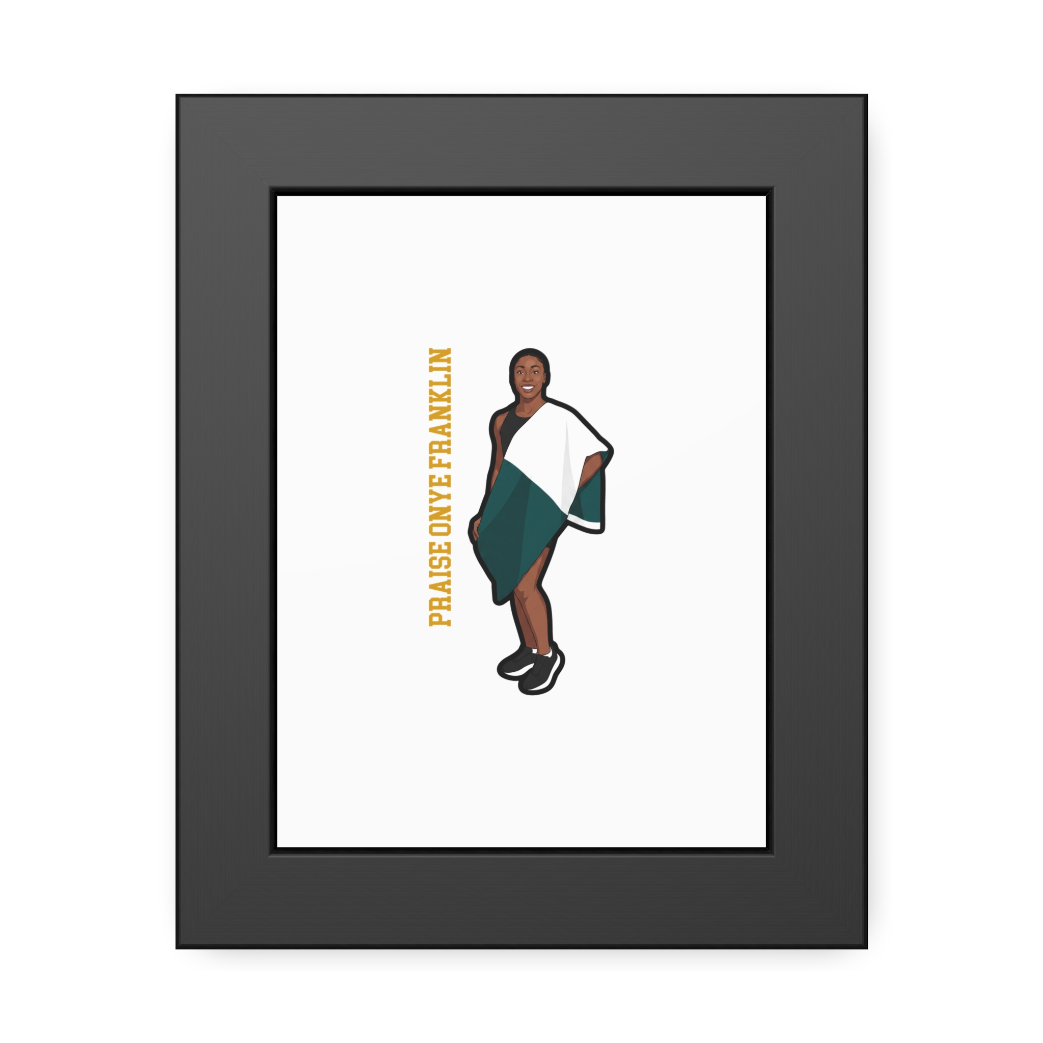 Framed Poster — character_name_vertical in Black