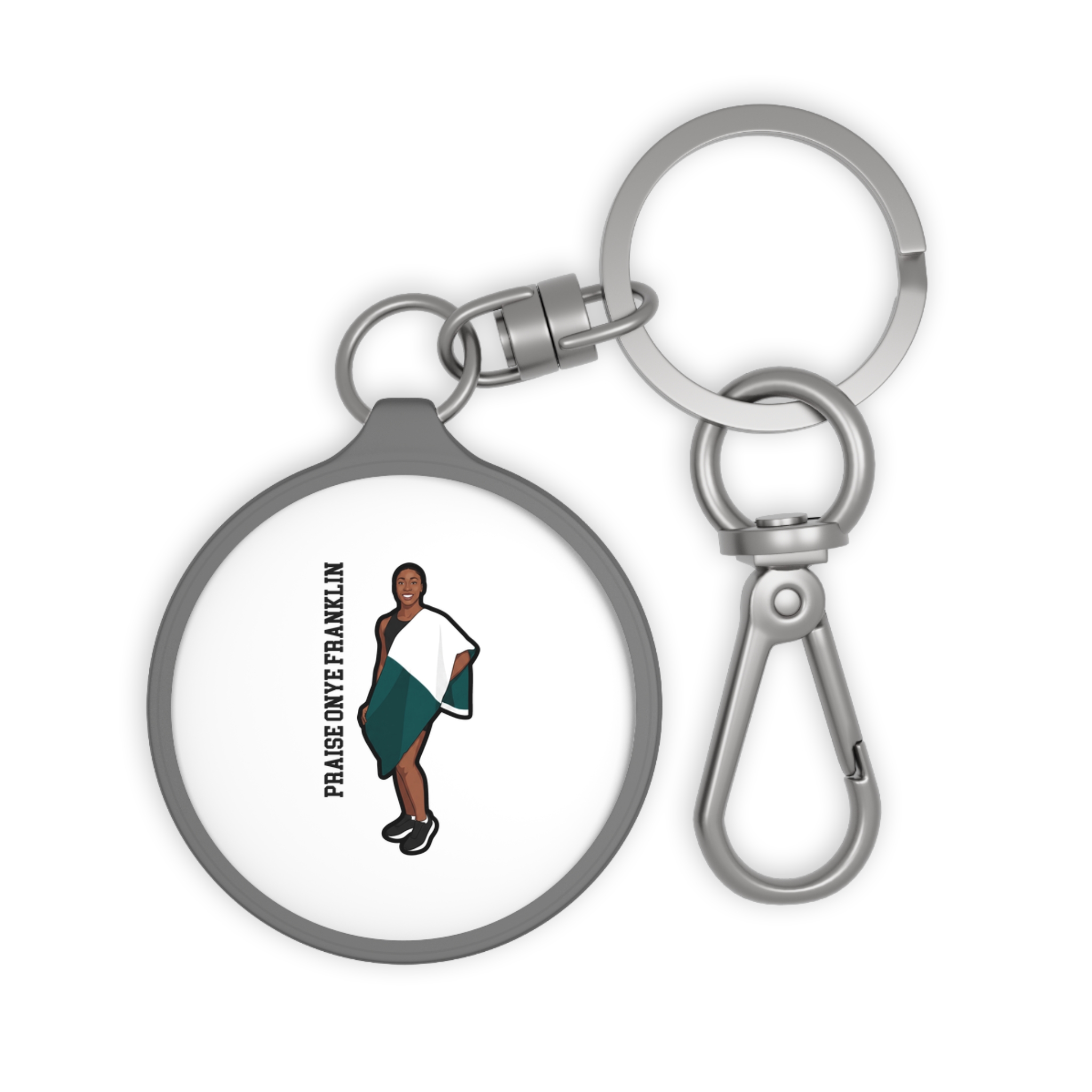 Keychain — character_name_vertical in Grey