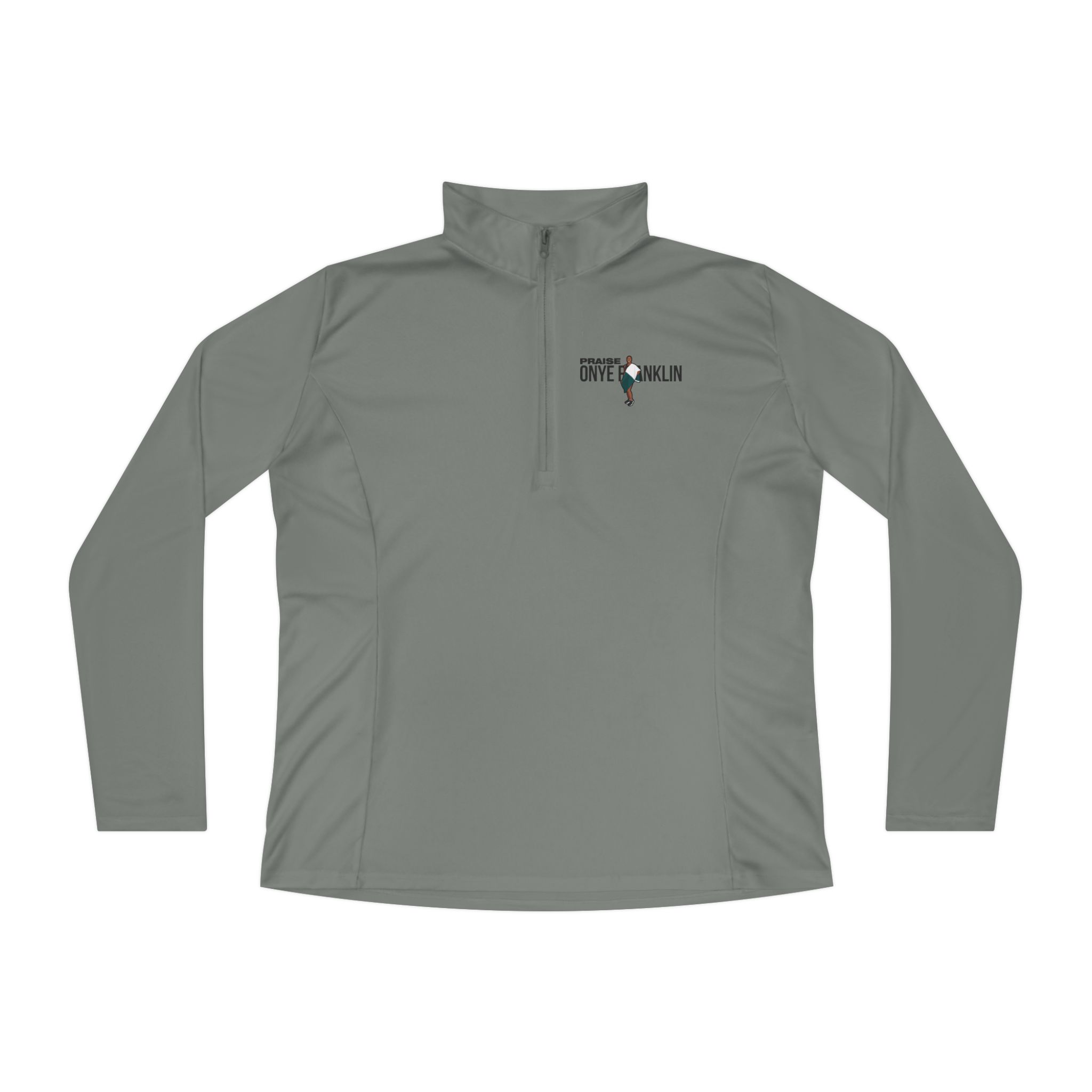 Women's Q-Zip Pullover — character_player_name in Grey