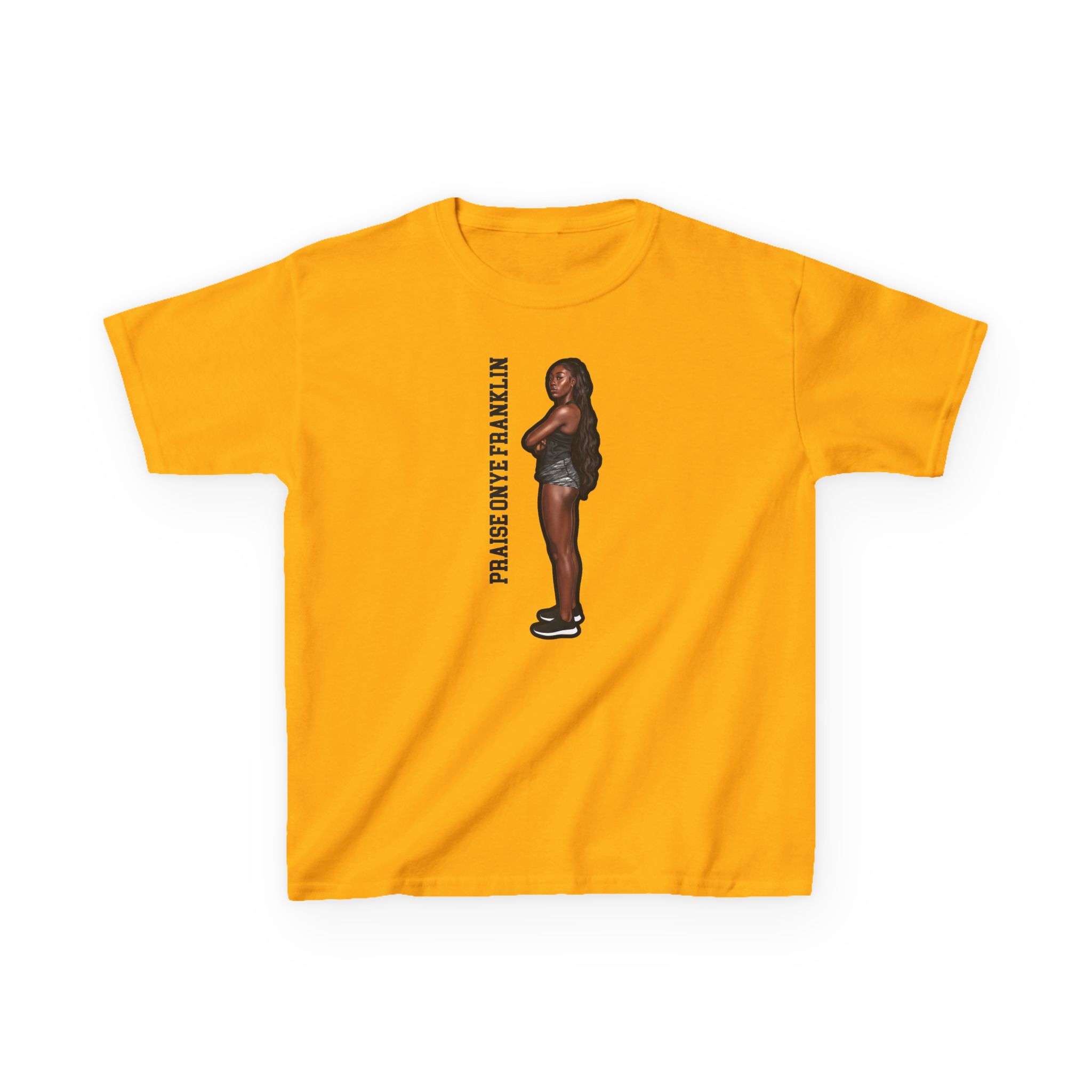 Youth Tee — character_name_vertical in Gold