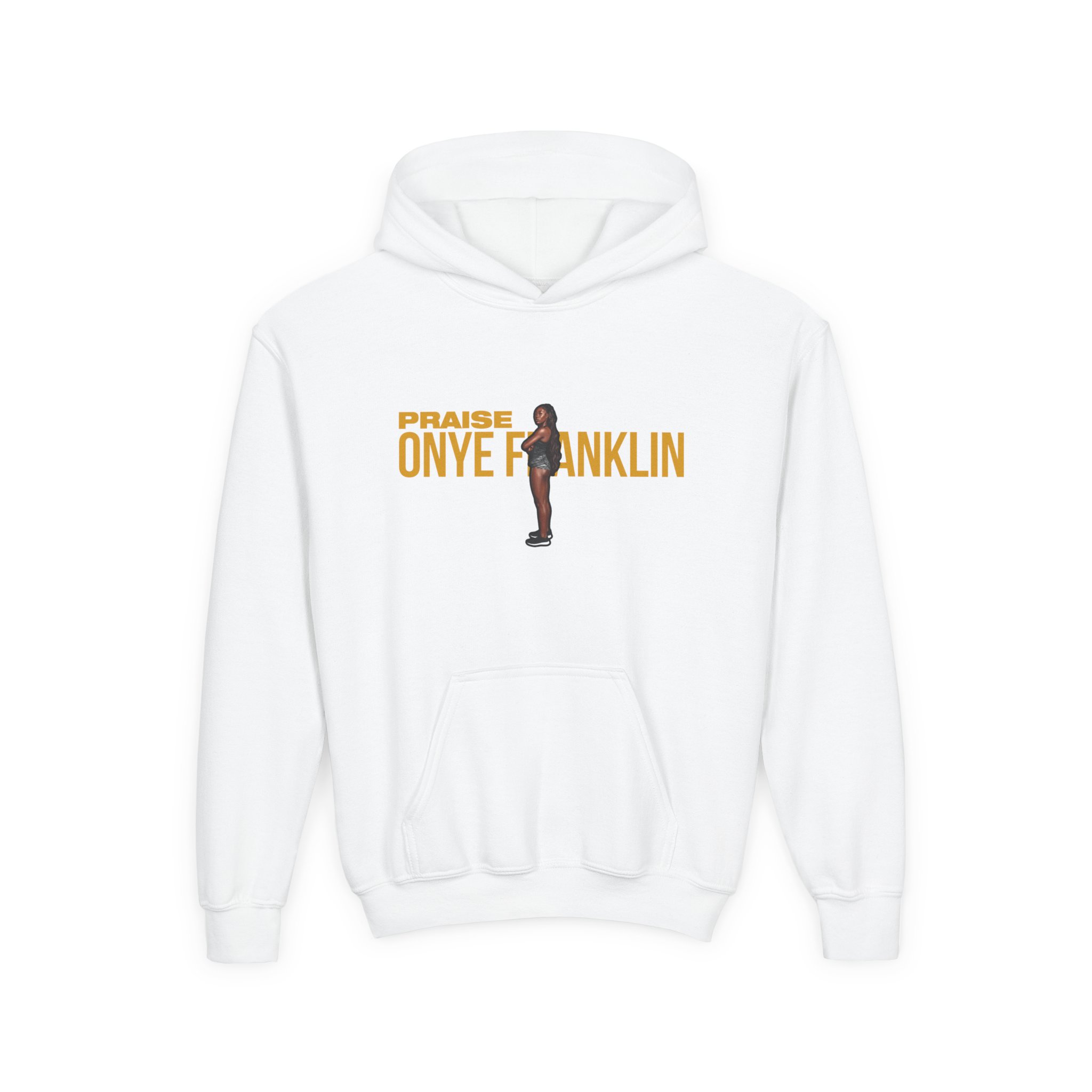 Youth Hoodie — character_player_name in White