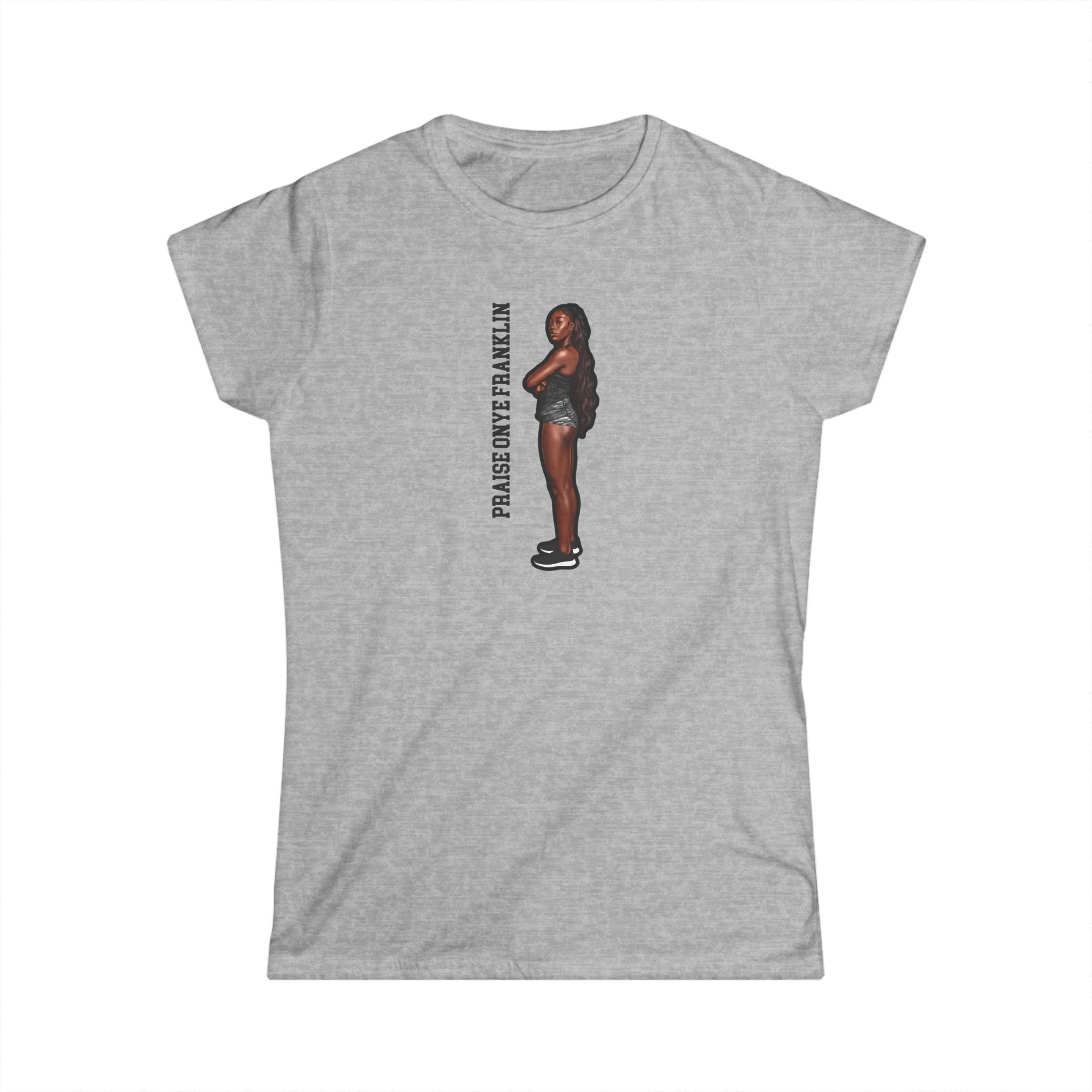 Women's Softstyle Tee — character_name_vertical in Grey
