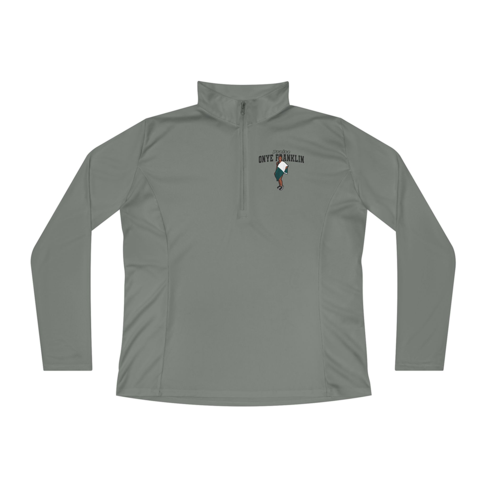 Women's Q-Zip Pullover — character_name_arch in Grey