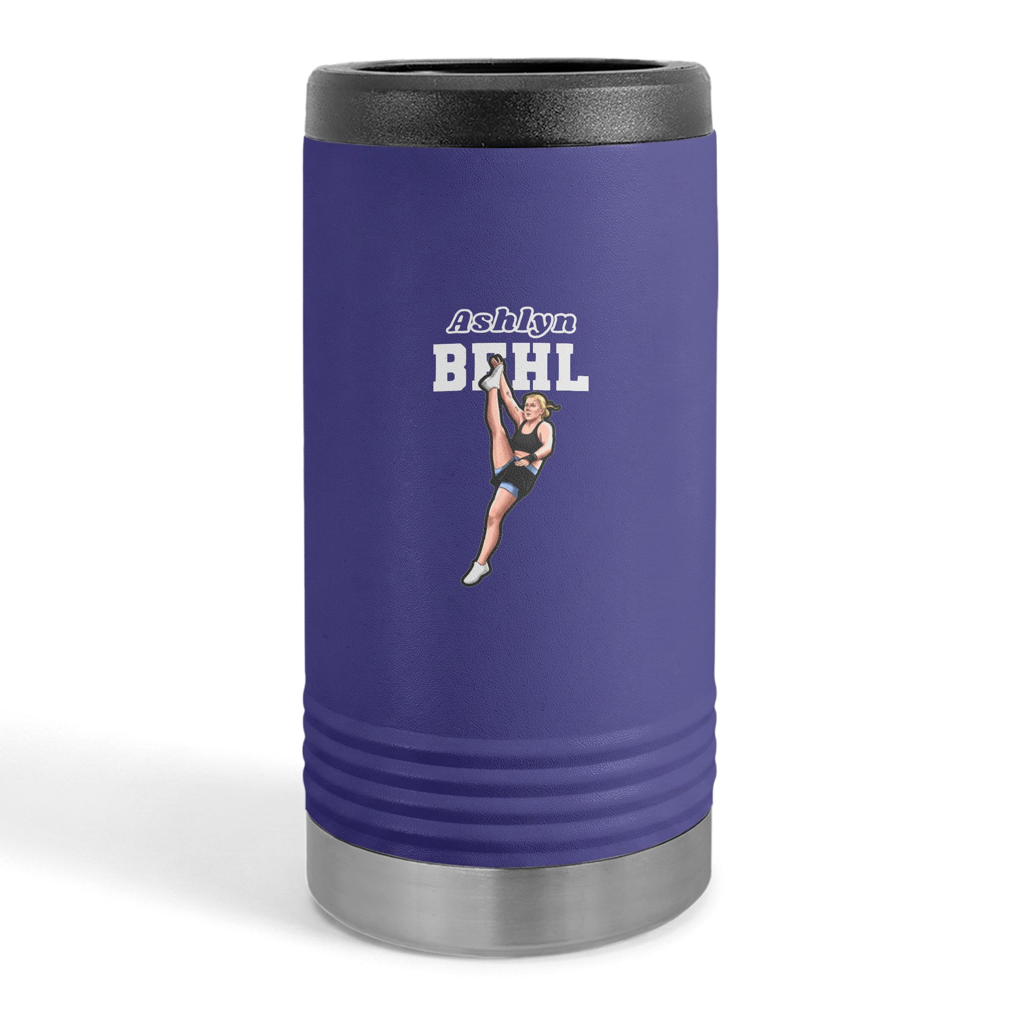 Slim Stainless Can Cooler — character_name_arch in Purple