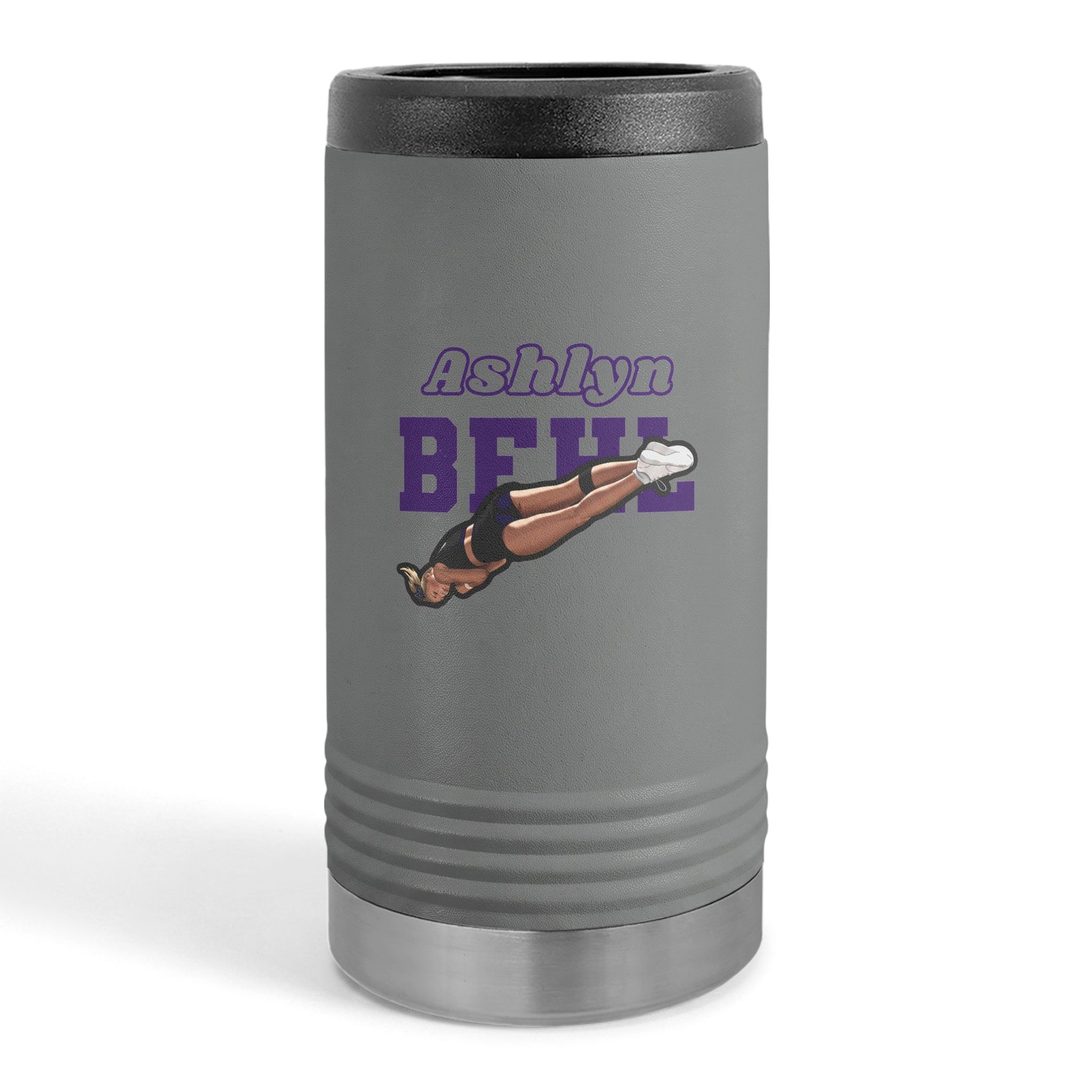 Slim Stainless Can Cooler — character_name_arch in Grey