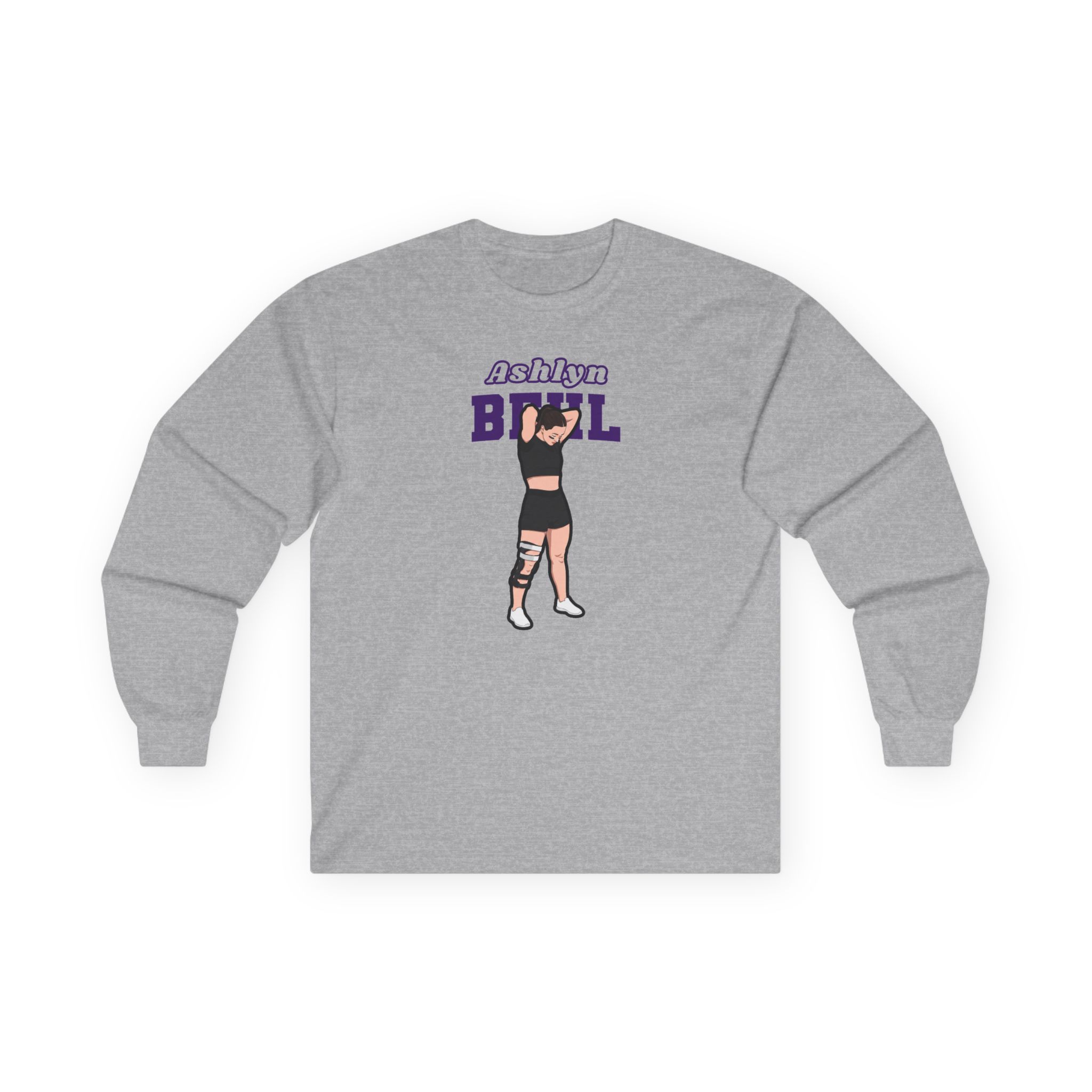 Long Sleeve Tee — character_name_arch in Grey