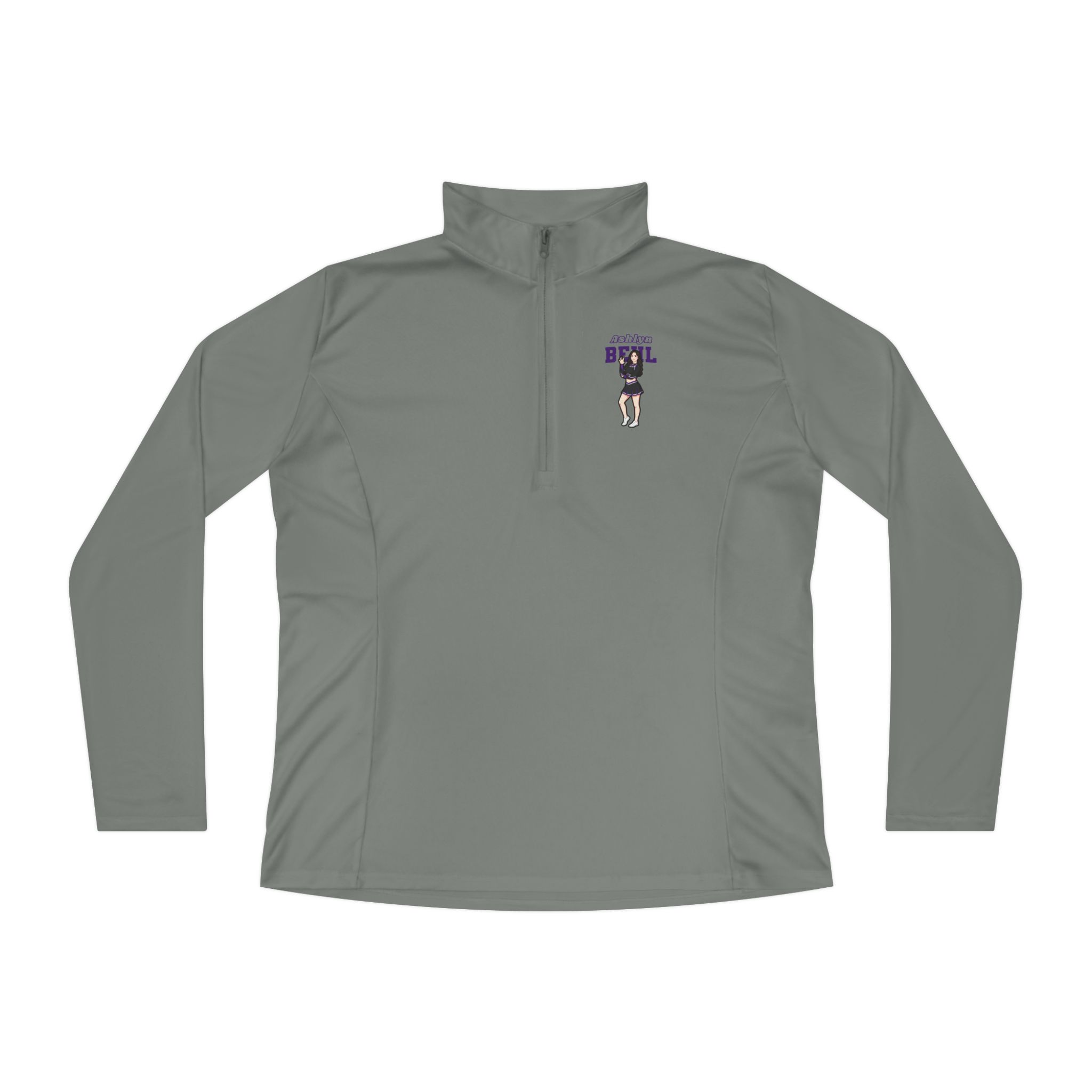 Women's Q-Zip Pullover — character_name_arch in Grey