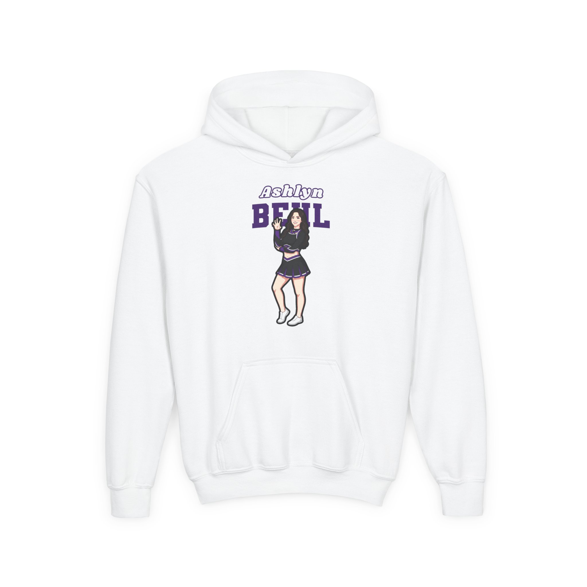 Youth Hoodie — character_name_arch in White
