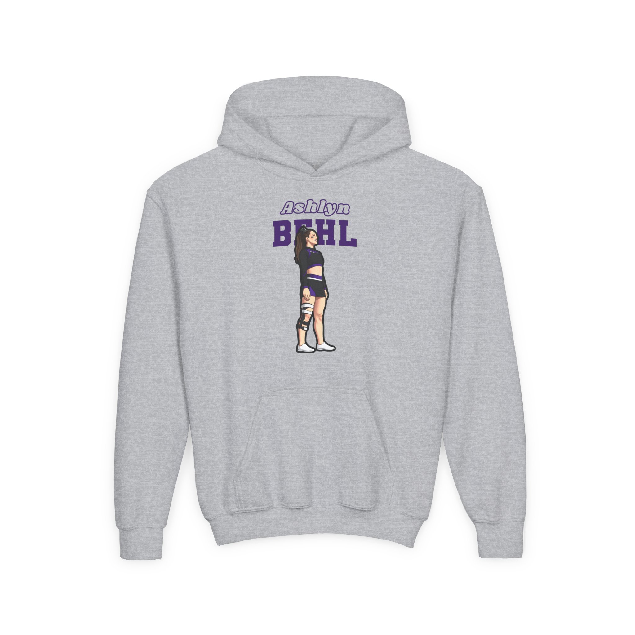 Youth Hoodie — character_name_arch in Grey