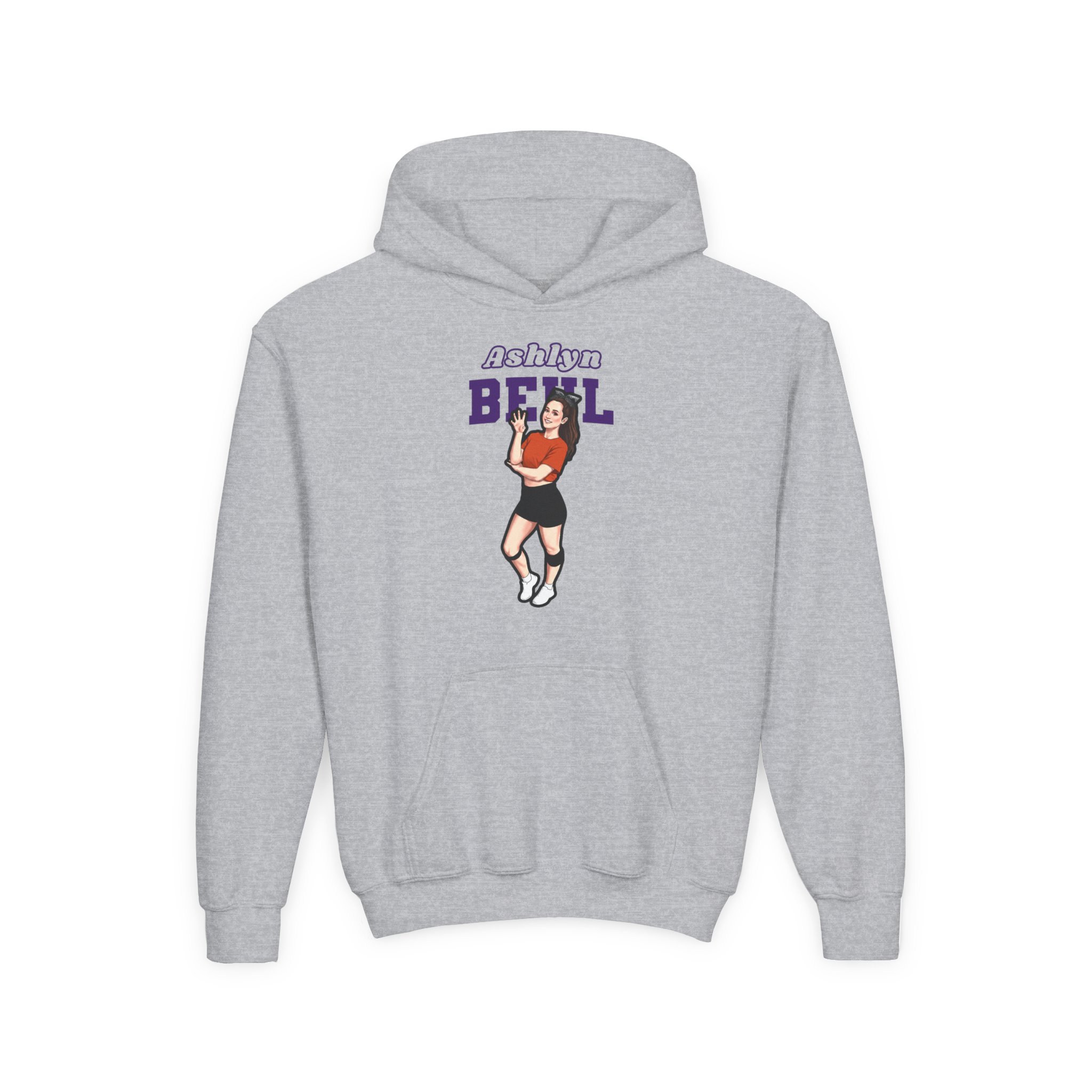 Youth Hoodie — character_name_arch in Grey