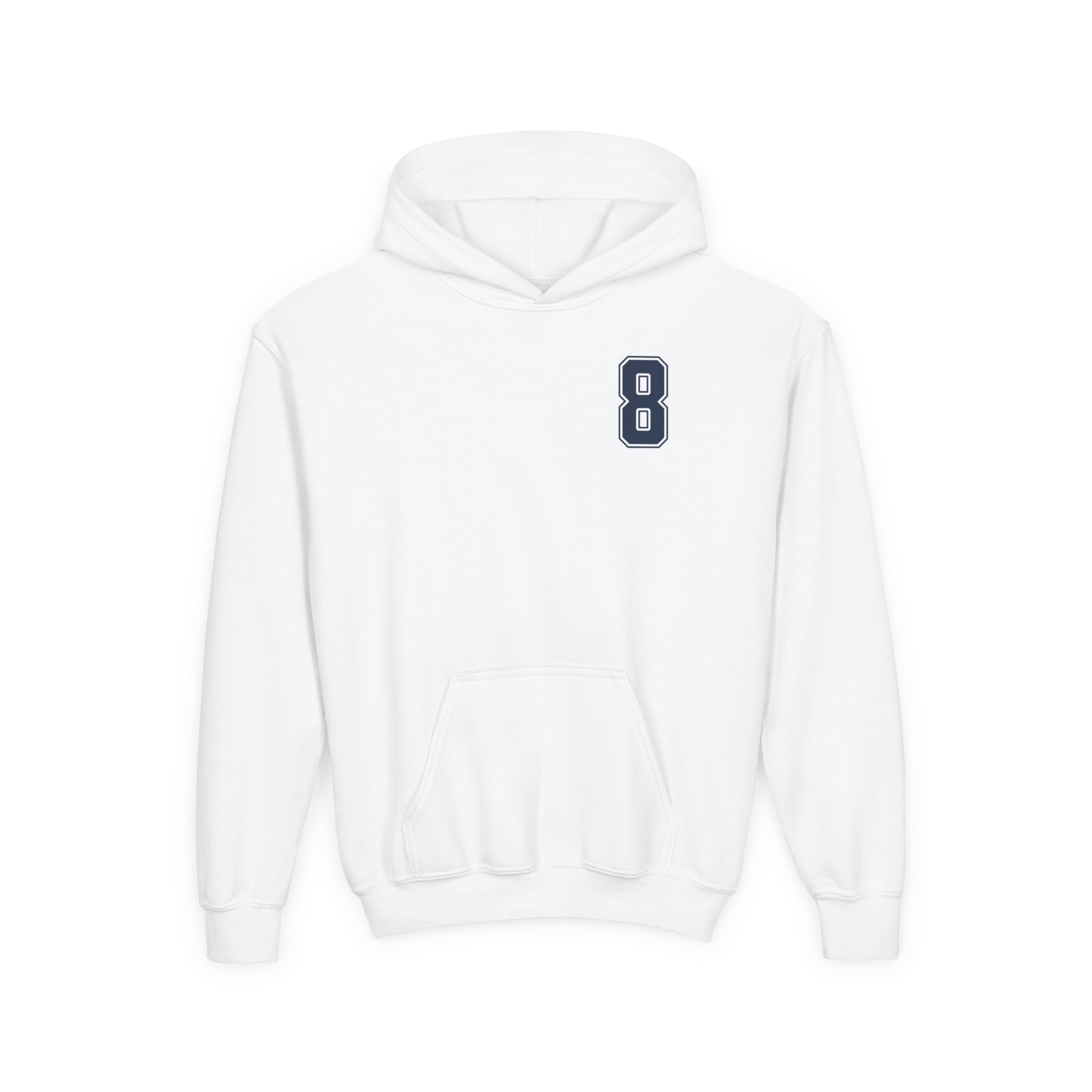 Youth Hoodie — chest_back in White
