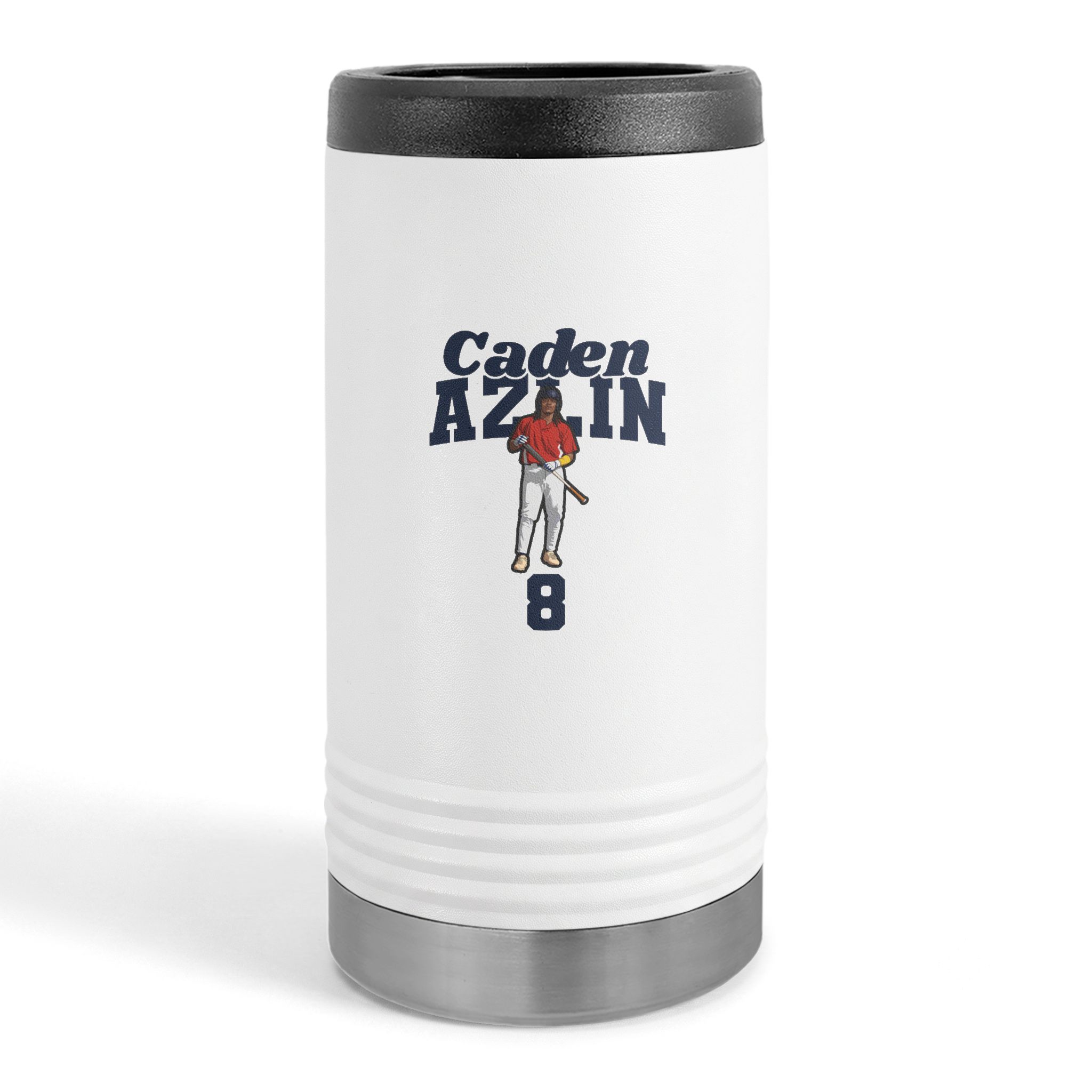 Slim Stainless Can Cooler — character_signature_arch in White