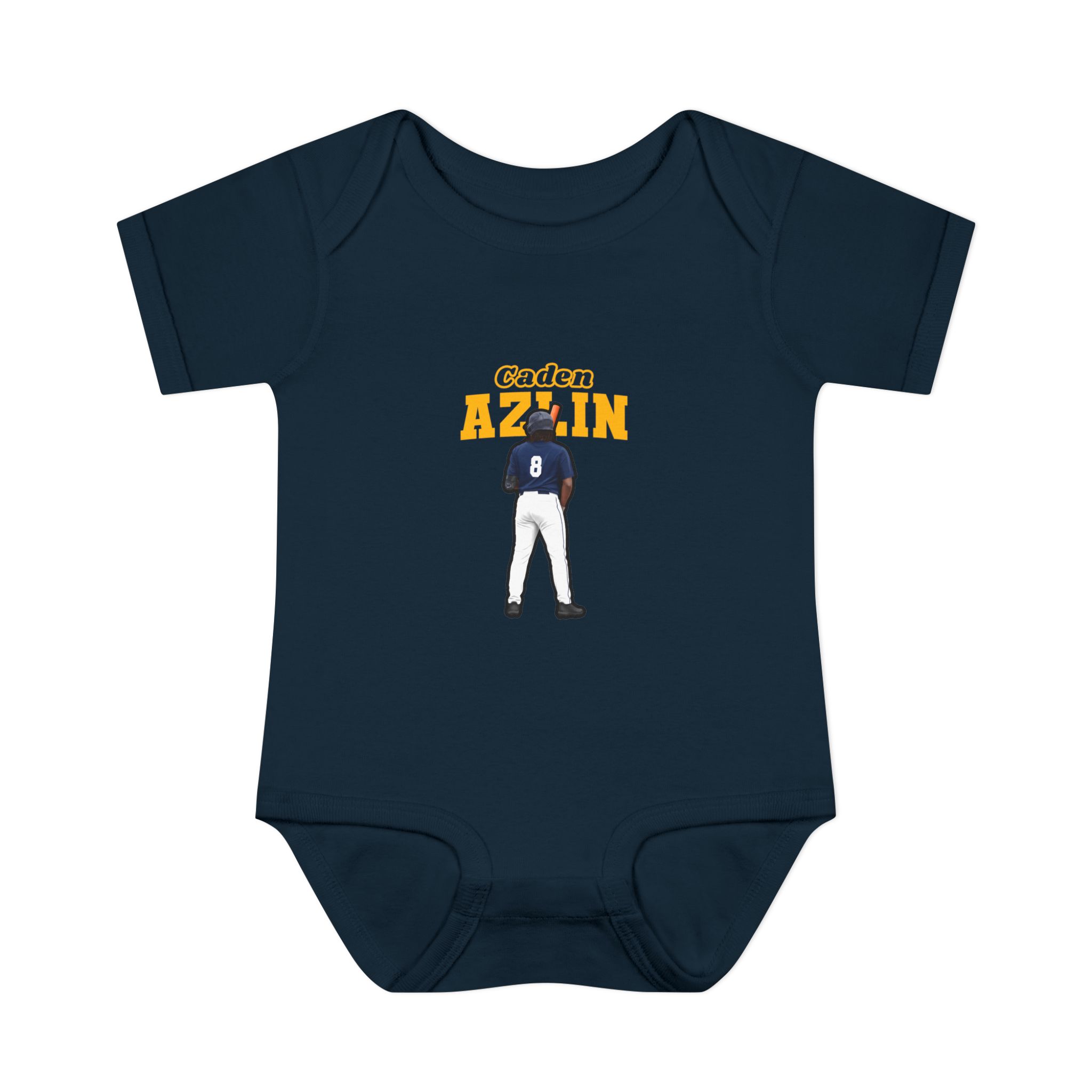 Baby Onesie — character_name_arch in Navy