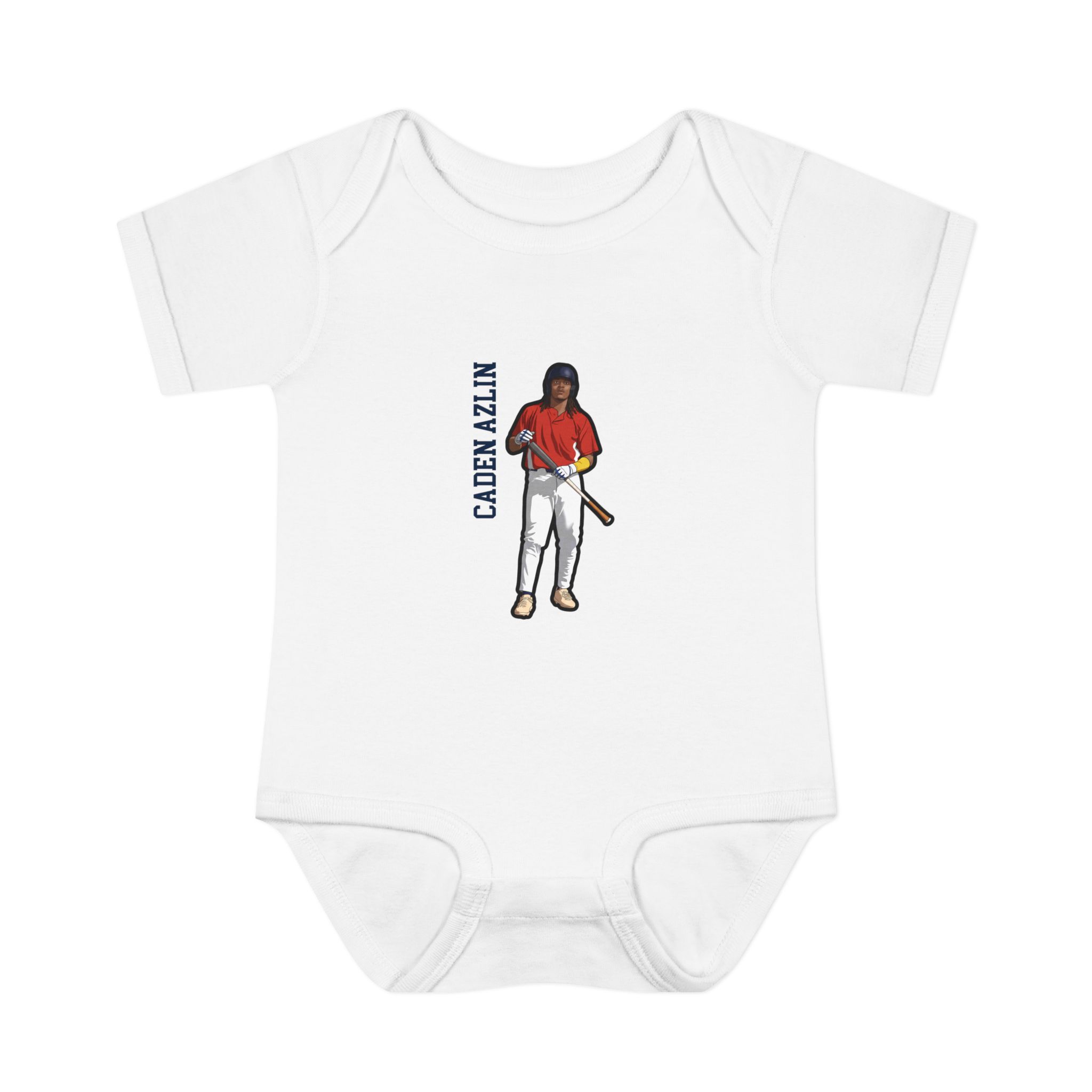 Baby Onesie — character_name_vertical in White