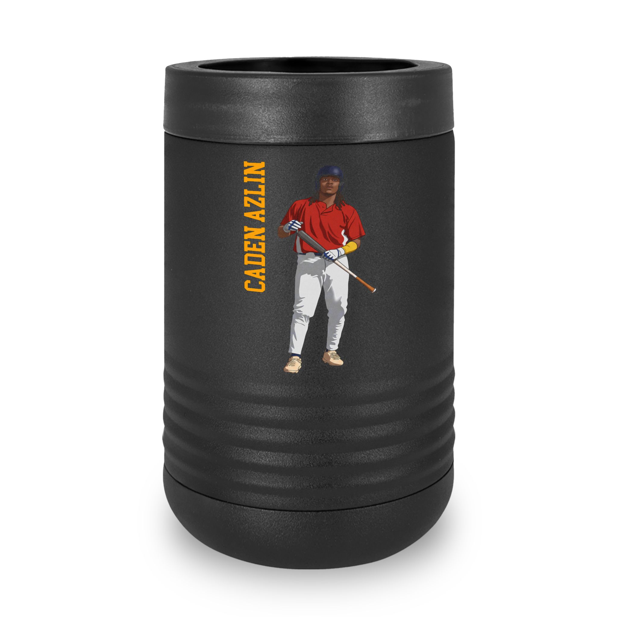 Stainless Can Cooler — character_name_vertical in Black