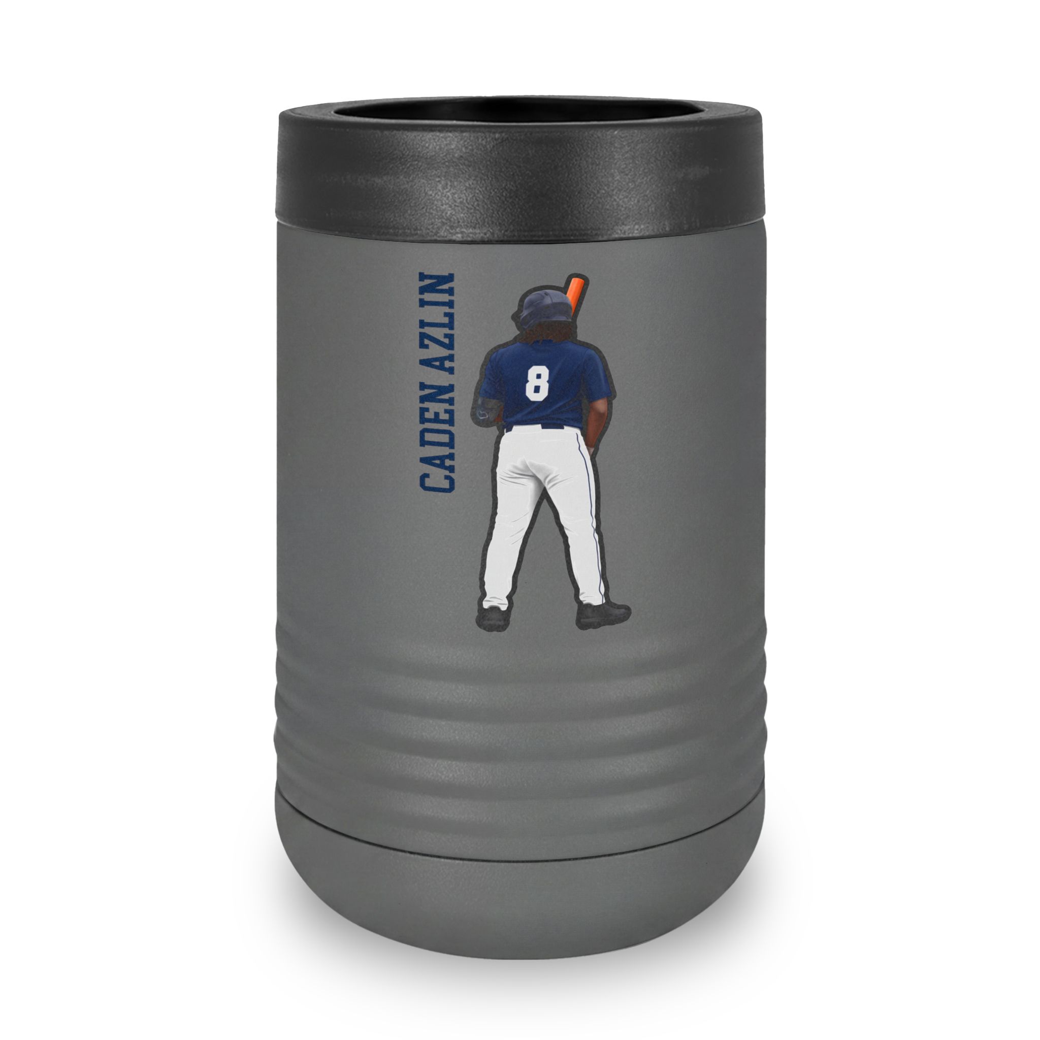 Stainless Can Cooler — character_name_vertical in Grey