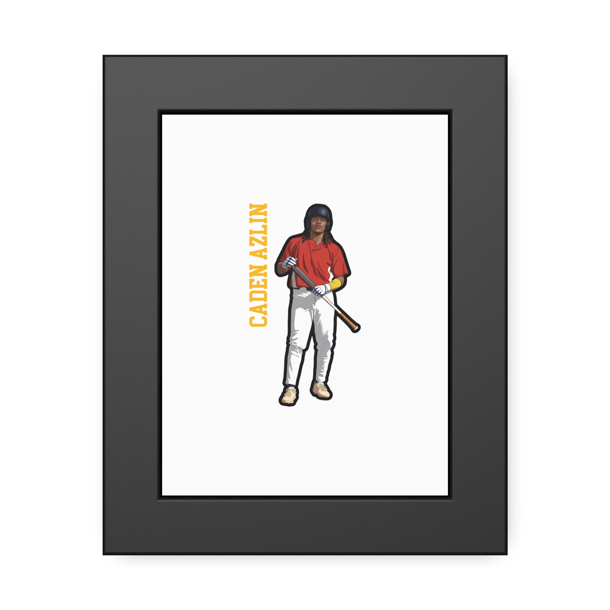 Framed Poster — character_name_vertical in Black