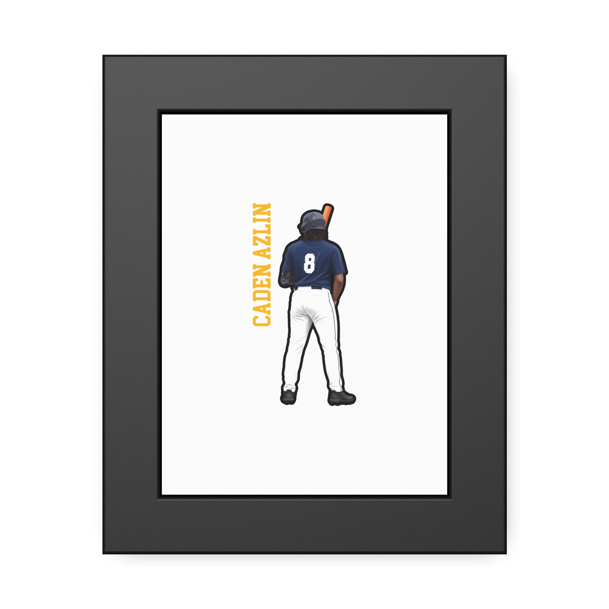 Framed Poster — character_name_vertical in Black