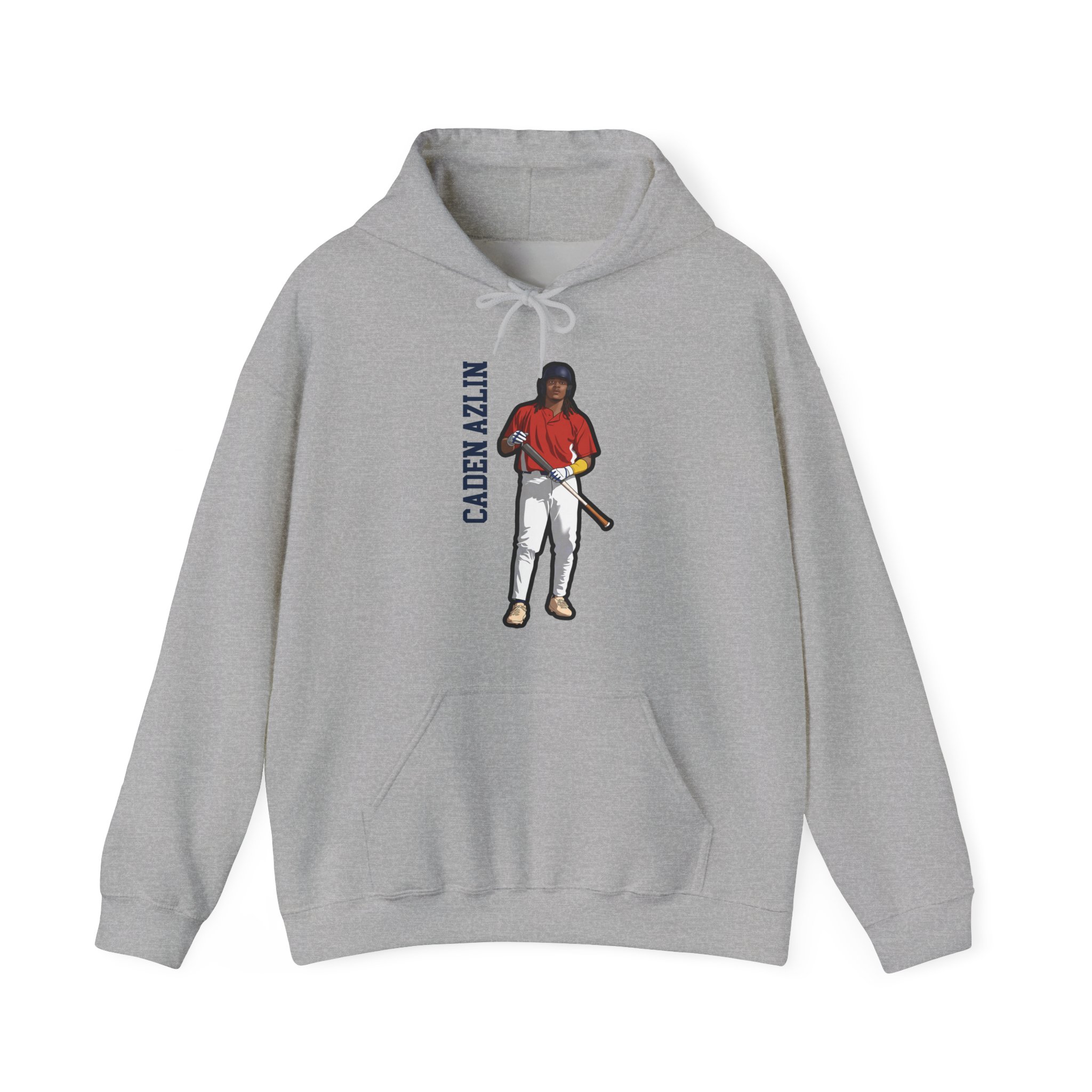 Hoodie — character_name_vertical in Grey